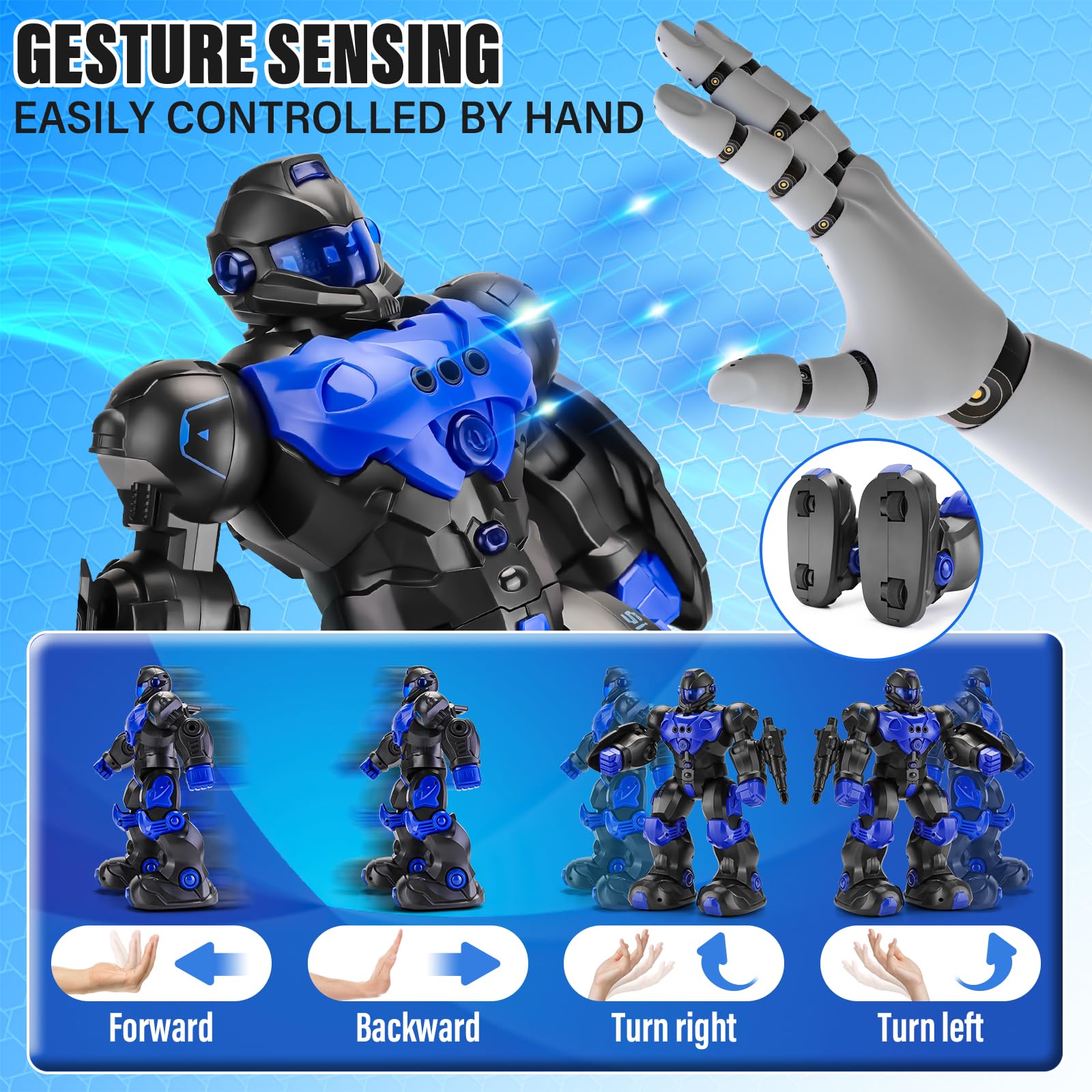 Smart Programmable Robot Toy for Kids Ages 3-12 - Remote Control & Gesture Sensing Rechargeable Dancing Robot - STEM Learning Toy for Boys & Girls | Birthday Gift, Classroom Activity, Interactive Playtime