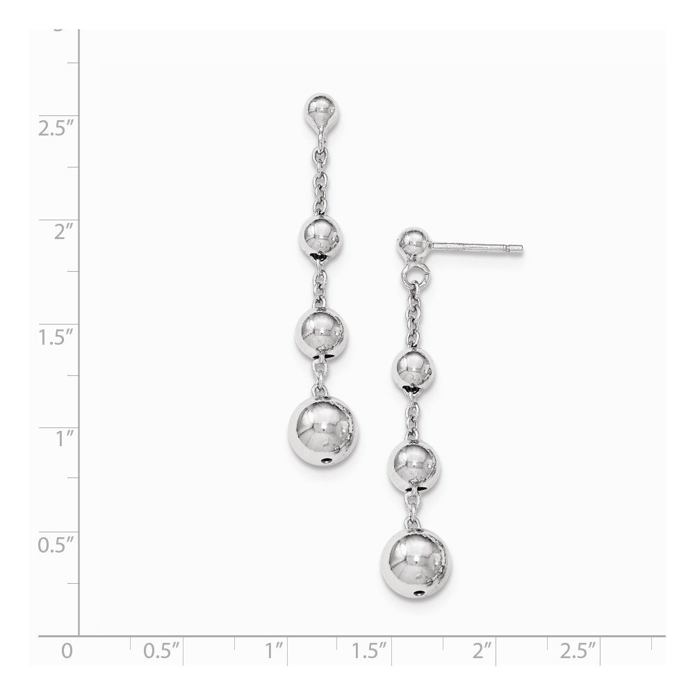 Styling Sterling Silver Rhodium-Plated Polished Beaded Post Dangle Earrings for Women | Elegant Party & Wedding Jewelry Gift