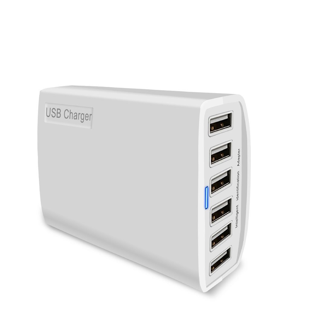 60W 12A 6-Port USB Desktop Charging Station - Fast Multi-Port USB Hub Charger for iPhone, Samsung, iPad, Tablets & Smartphones - Perfect for Home, Office & Travel Charging Needs