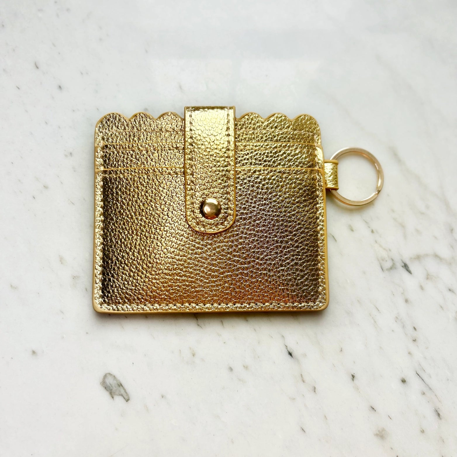 Premium Gold Leather Wallet with Keychain - Stylish & Durable for Men & Women - Perfect for Everyday Use, Travel, and Gifts