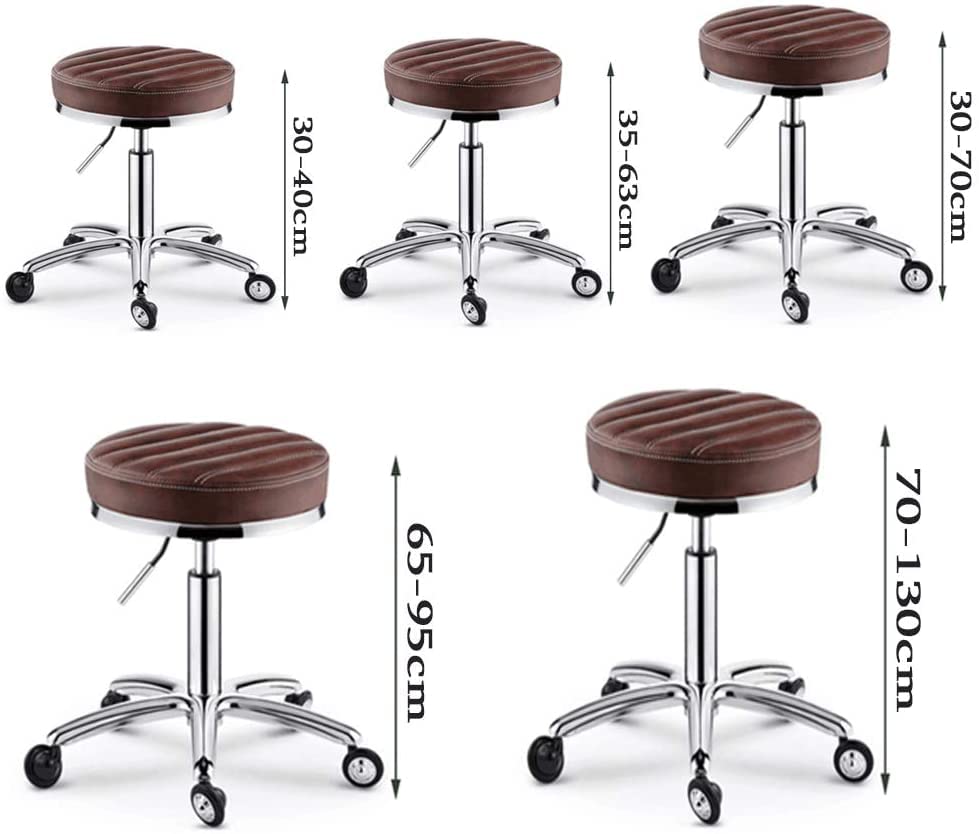 Adjustable Hydraulic Rolling Swivel Stool Chair - 70cm Height Salon, Tattoo, Massage, Spa, Kitchen, Bar & Office Stool - PU Leather Upholstery (Black) - Perfect for Hairdressers, Tattoo Artists, Therapists & Home Use