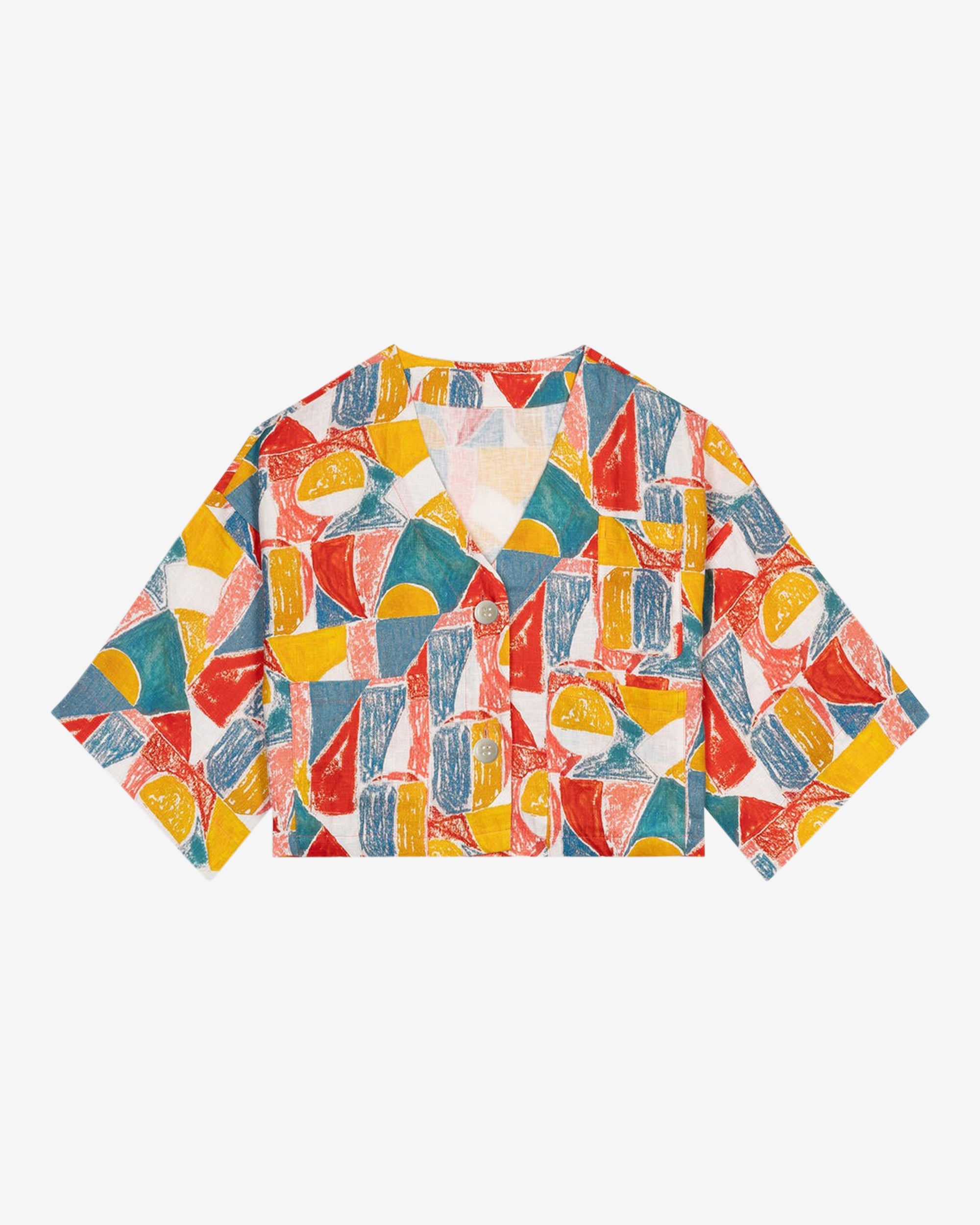 Lowie Margot Print Linen Jacket for Women - Lightweight Summer Blazer with Floral Design - Perfect for Office, Travel and Casual Outfits
