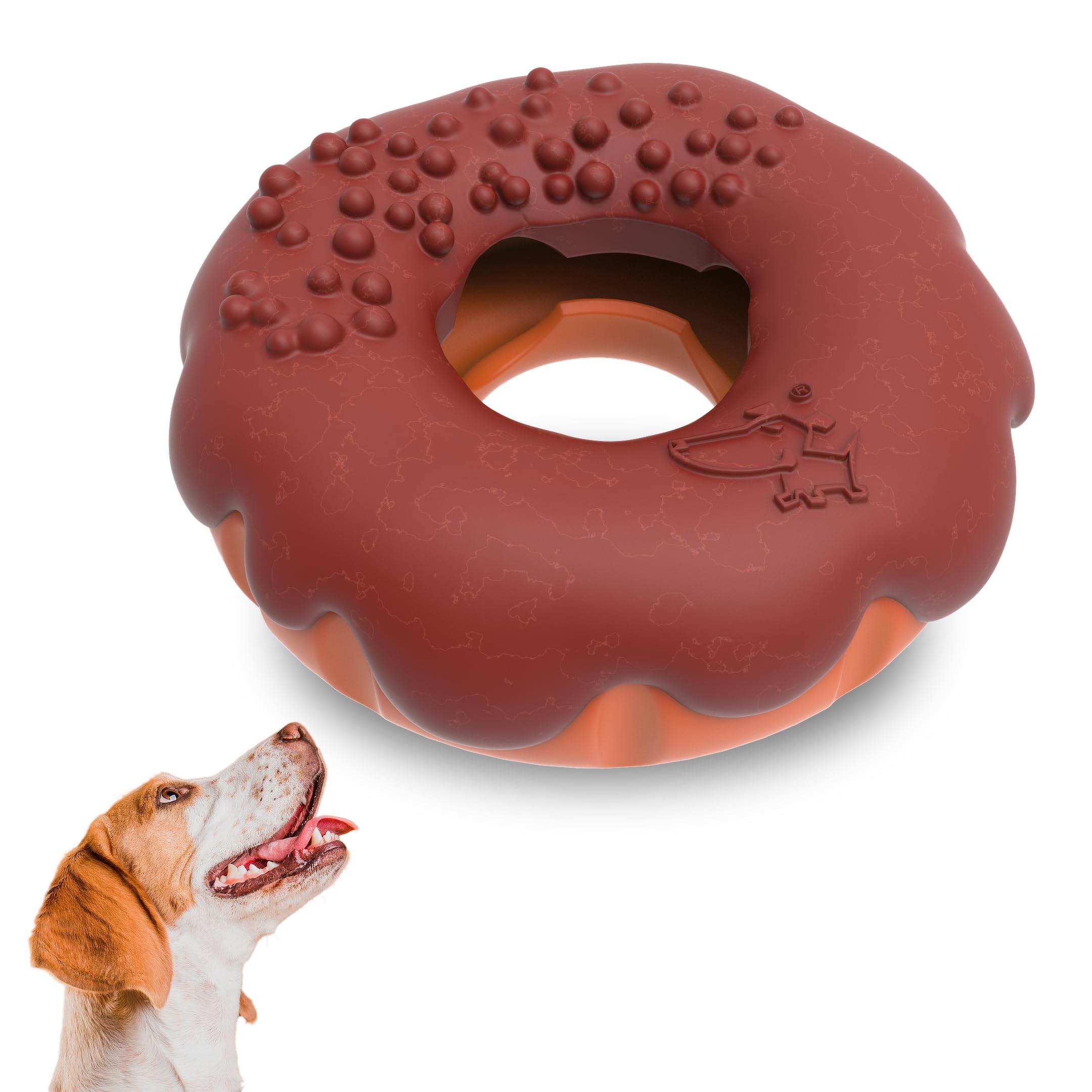 Ultra-Durable Donut-Shaped Dog Chew Toys for Aggressive Chewers - Indestructible Tough Chew Toys for Large Dogs - 2-in-1 Treat Dispenser & Chew Toy (Brown) - Perfect for Playtime, Training & Dental Health