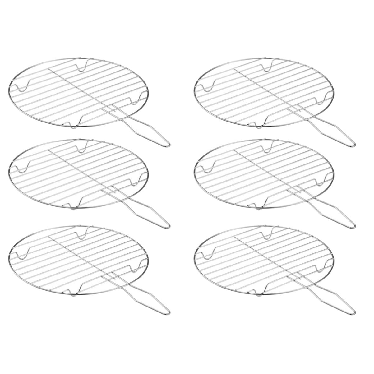 Yardwe 6-Piece Stainless Steel Hibachi Grill Set - Round BBQ Wire Mesh Grid & Outdoor Griddle for Camping, Picnics, and Backyard Barbecues