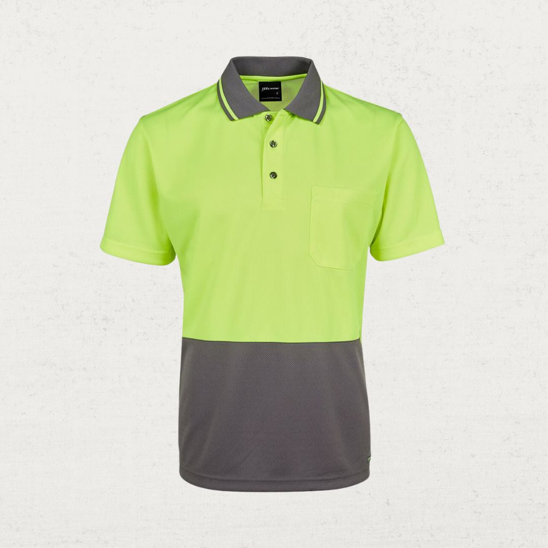 High Visibility Non-Cuff Classic Polo Shirt for Construction, Safety & Outdoor Work - ANSI Compliant Reflective Workwear