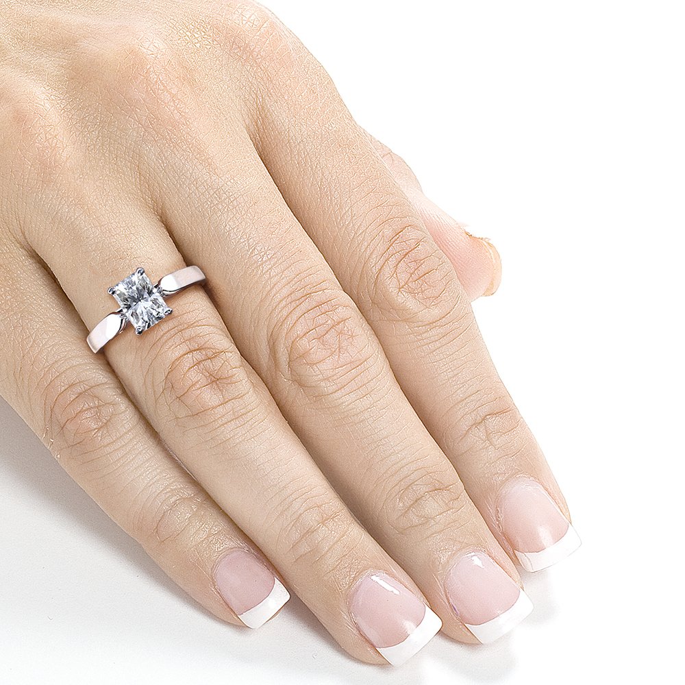 Kobelli Radiant-Cut Moissanite Solitaire Engagement Ring 1.2 CTW in 14K White Gold - Perfect for Proposals, Weddings & Anniversary Gifts