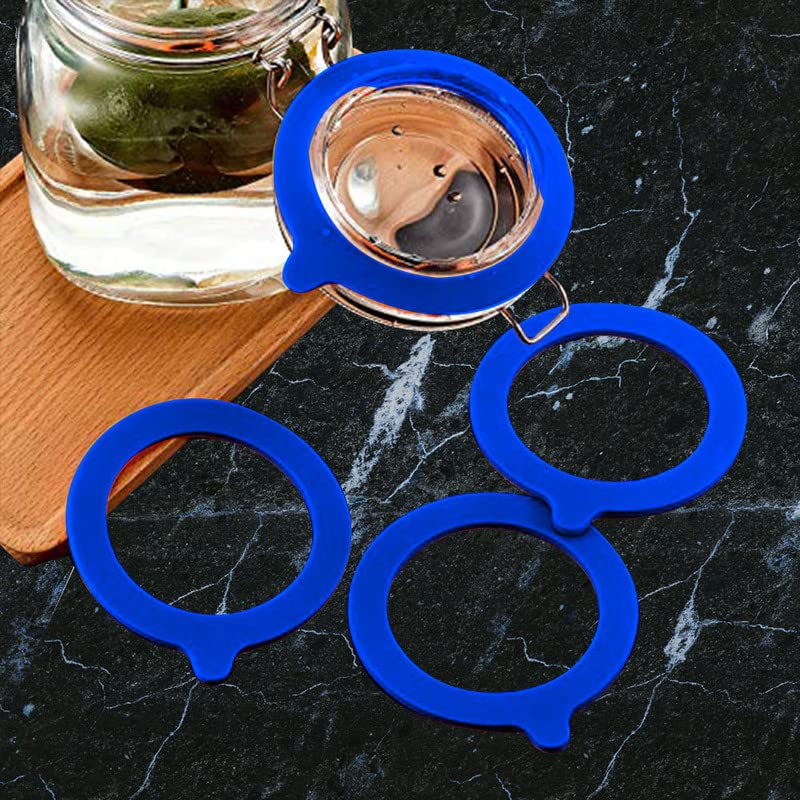 Premium Silicone Replacement Gasket - 10pcs Airtight Rubber Seal Rings for Mason Jars & Canning Lids | Leak-Proof, Durable, BPA-Free | Perfect for Food Storage, Pickling, and Preserving (Blue)