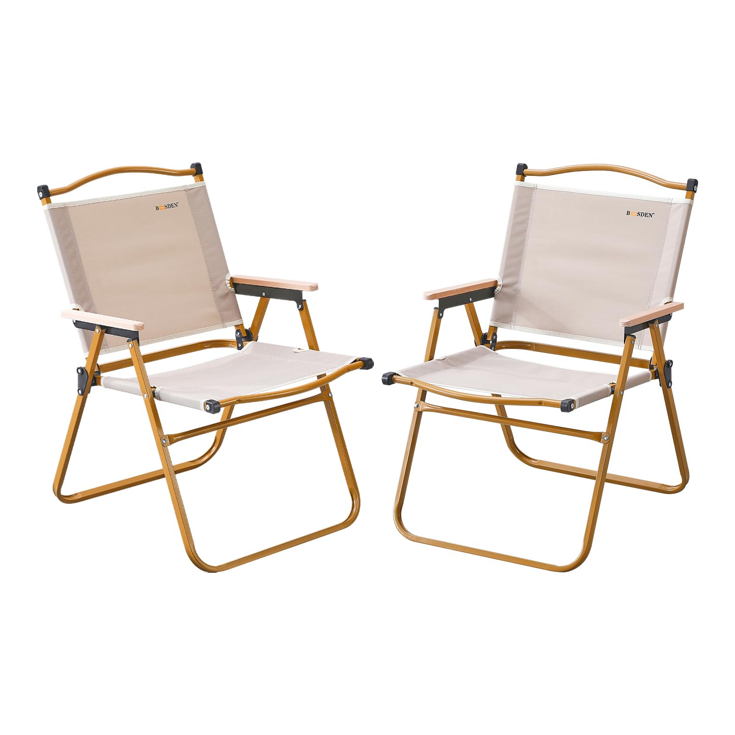 BOOSDEN Portable Folding Camping Chair - Ultralight Outdoor Beach Chair with Wooden Handle for Picnic, Travel, Hiking & Fishing - Supports 330Lbs (2 Pack) | Perfect for Backyard BBQs, Beach Trips, Camping Adventures and Outdoor Concerts