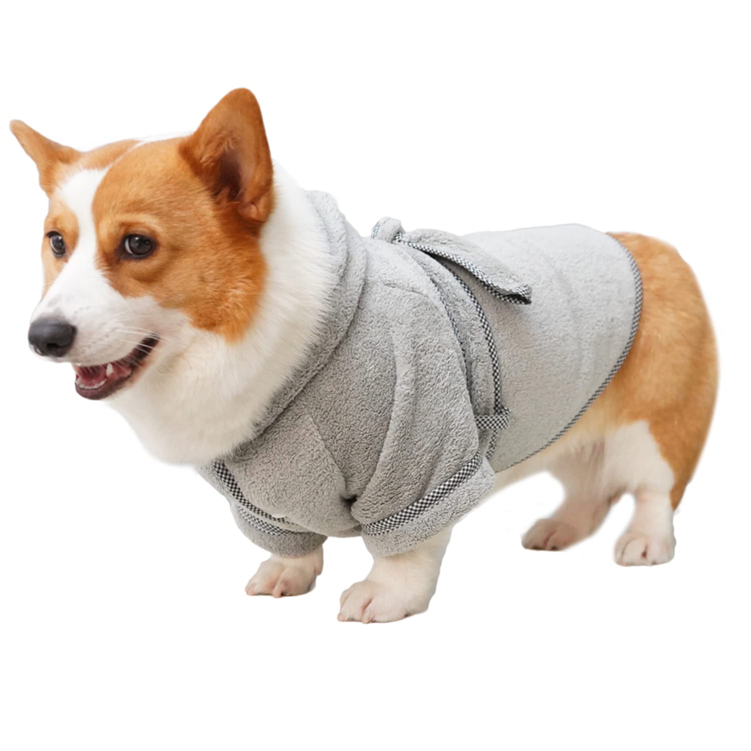 Premium Microfiber Dog Bathrobe - Fast Drying Absorbent Hooded Bath Towel for Small Medium Large Dogs & Cats (2XL, Gray) | Post-Bath Drying, Grooming, Spa Day & Home Relaxation