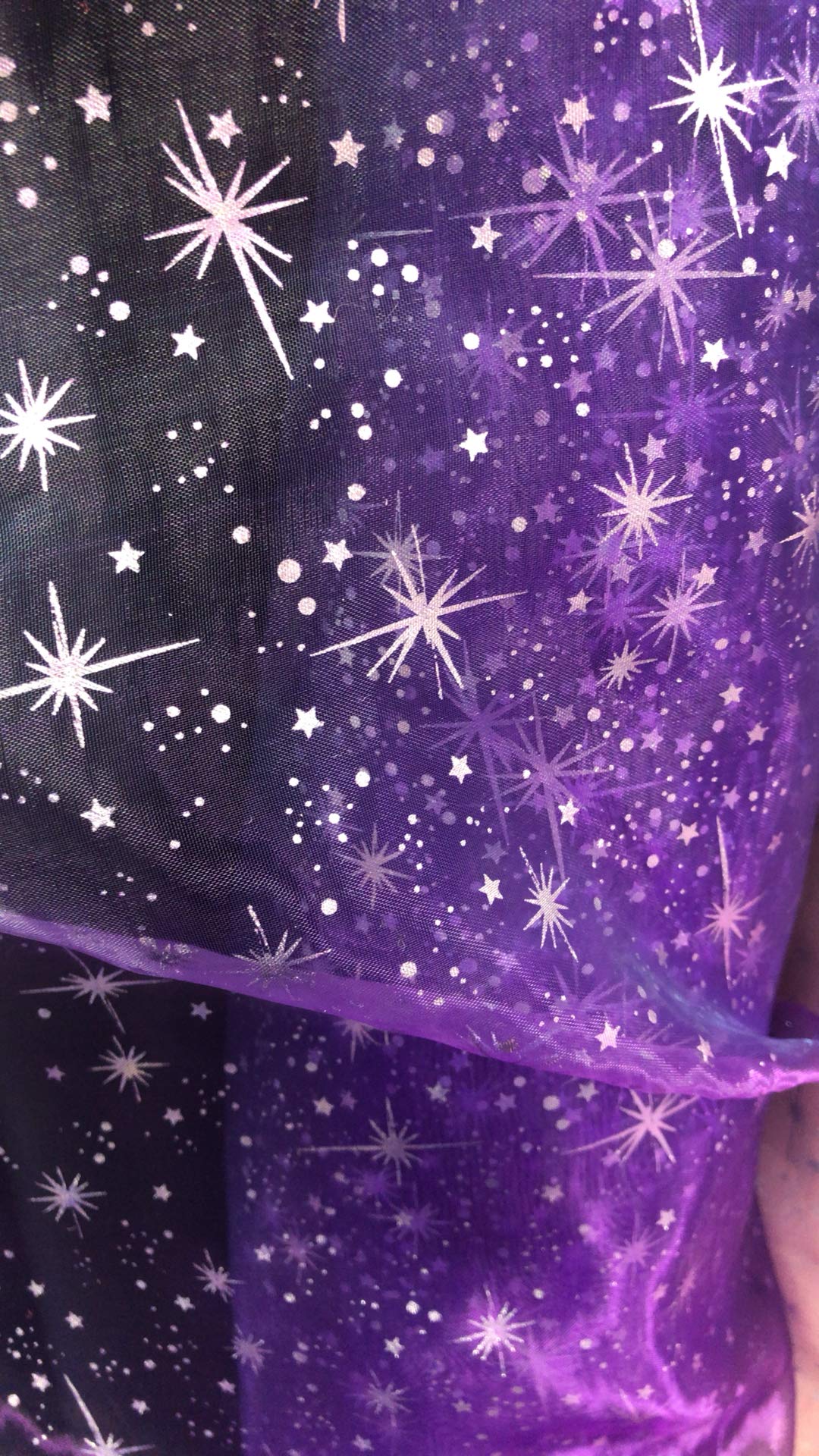 Sparkling Silver Star Print Organza Fabric - 58