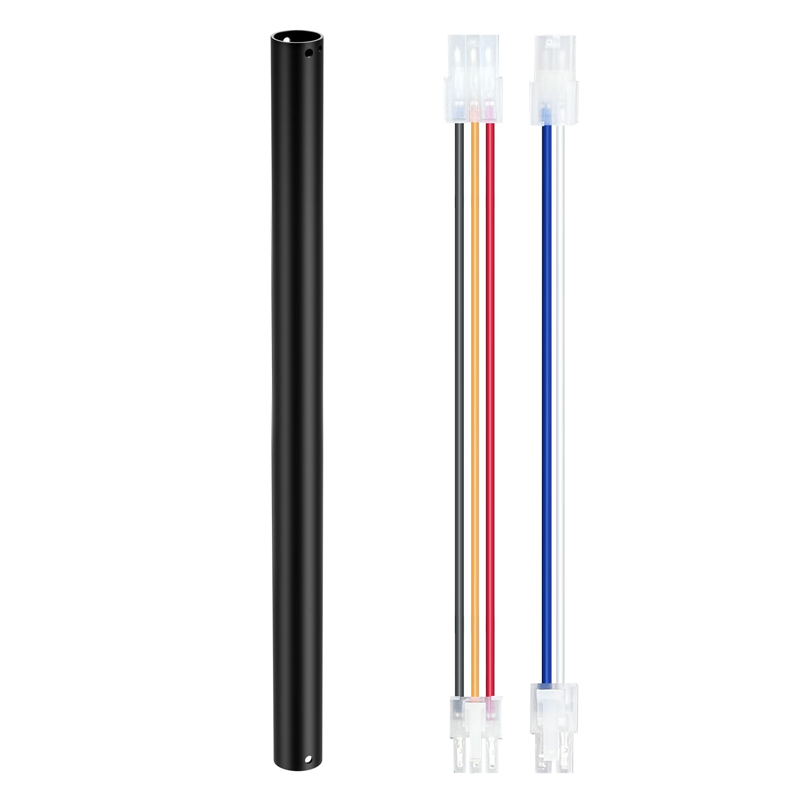 36 Inch Ceiling Fan Extension Downrod with Wires - Matte Black Polished Finish - Replacement Part for Ceiling Fans - Perfect for High Ceilings in Living Rooms, Bedrooms & Patios