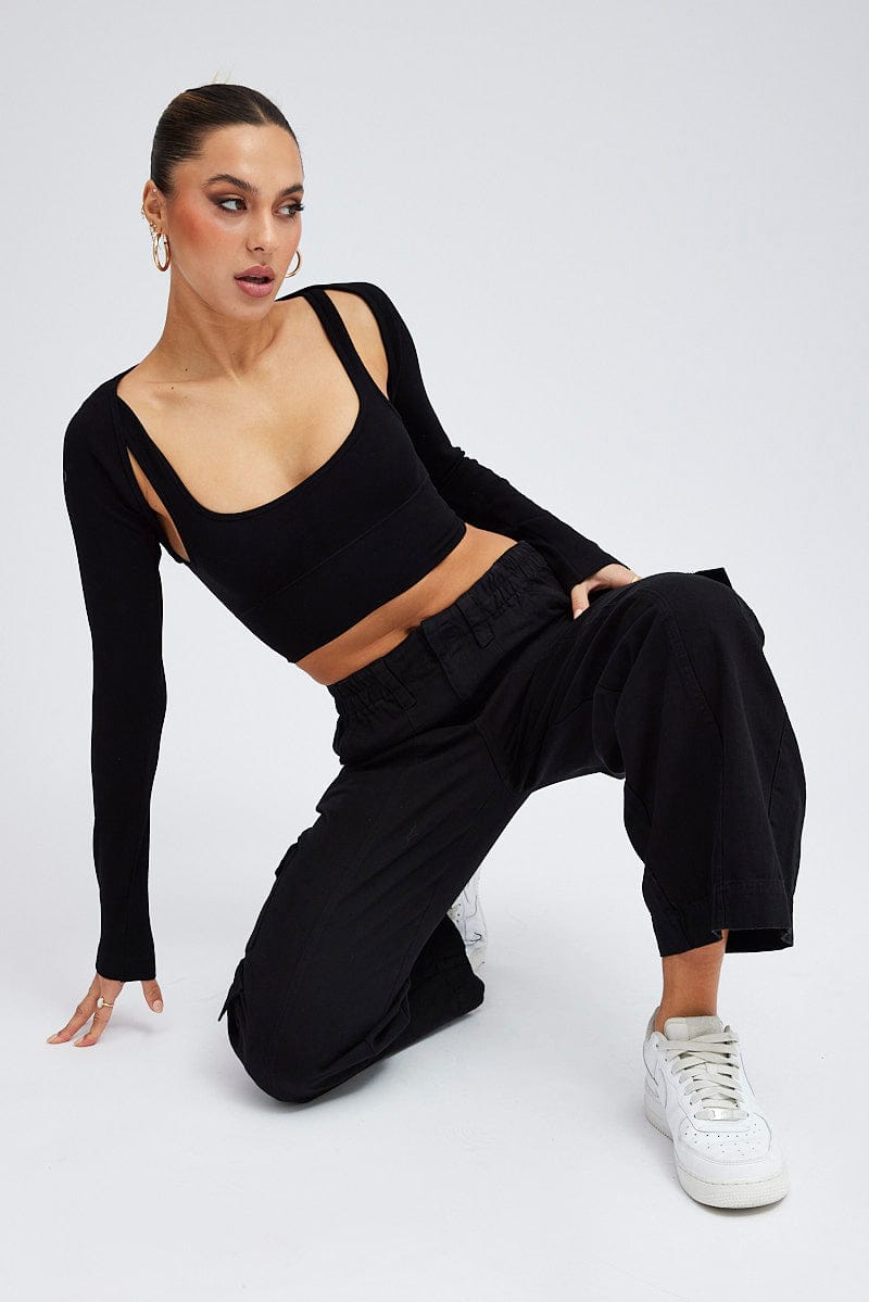 Stylish Black Cargo Pants for Men - Mid Rise Comfort Fit - Perfect for Outdoor Activities, Work & Casual Wear