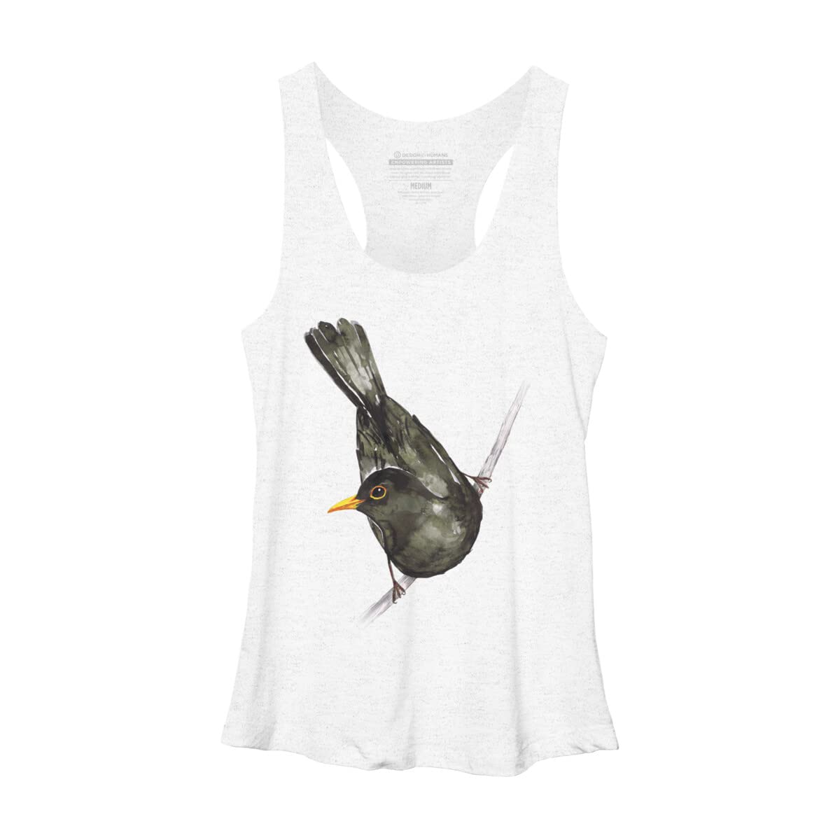 Design By Humans Women's Blackbird Watercolor Racerback Tank Top by Bwiselizzy - Soft Breathable Workout & Casual Wear for Gym, Yoga, and Everyday Outfits
