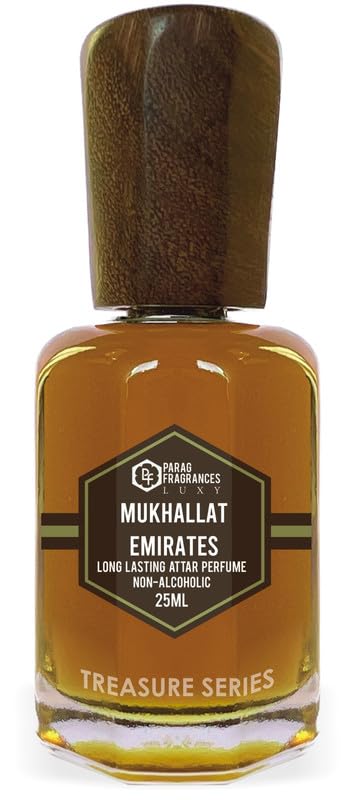 Parag Fragrances Mukhallat Emirates Attar 25ml - Premium Natural Long-Lasting Perfume Oil for Men | Alcohol-Free Arabian Treasure Series | Ideal for Daily Wear, Special Occasions & Spiritual Use (Pooja/Worship)