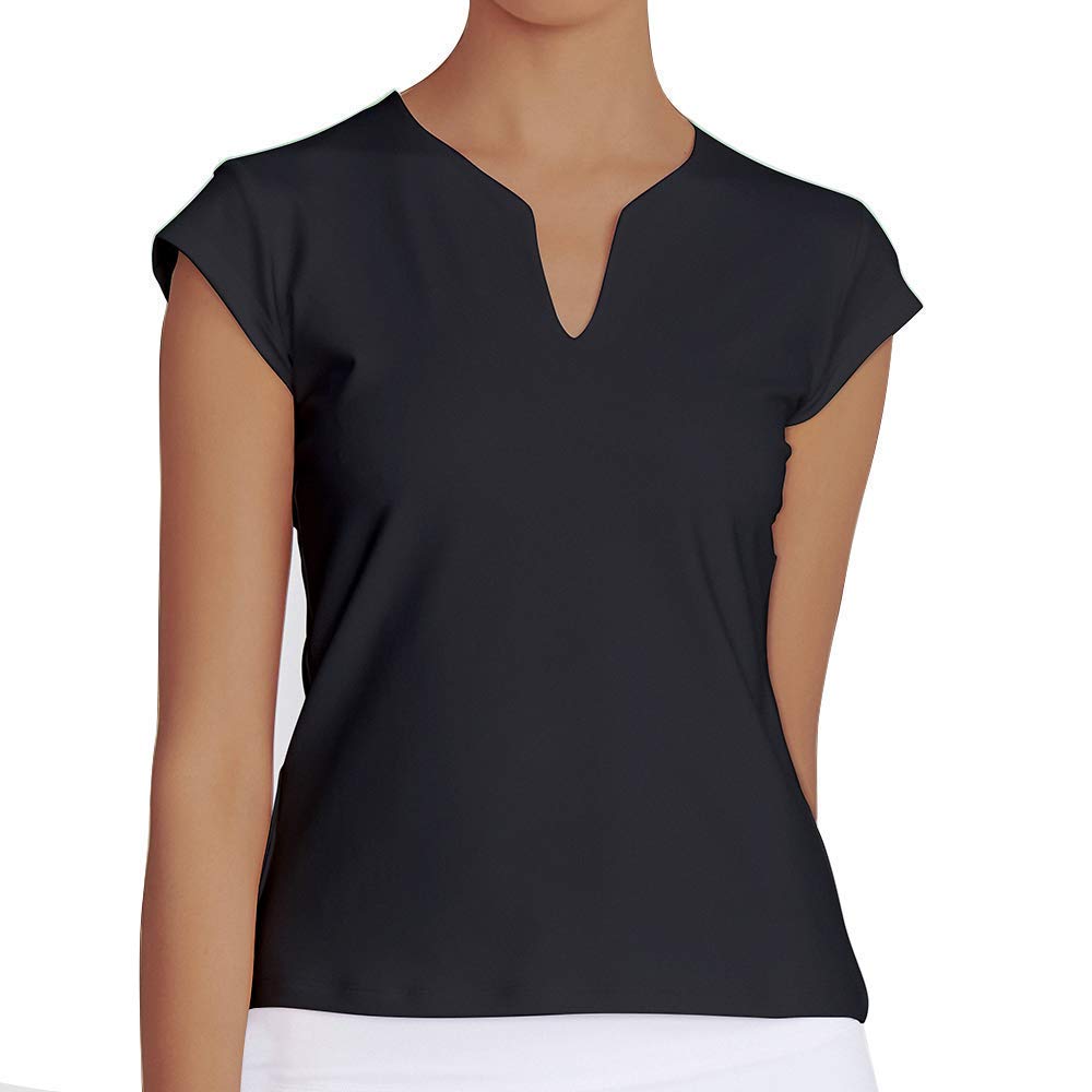 Saadiya Women's Short Sleeve V-Neck Tennis Shirts - Breathable Solid Color Golf & Running T-Shirts for Active Women | Perfect for Tennis, Golf, Gym Workouts & Casual Wear