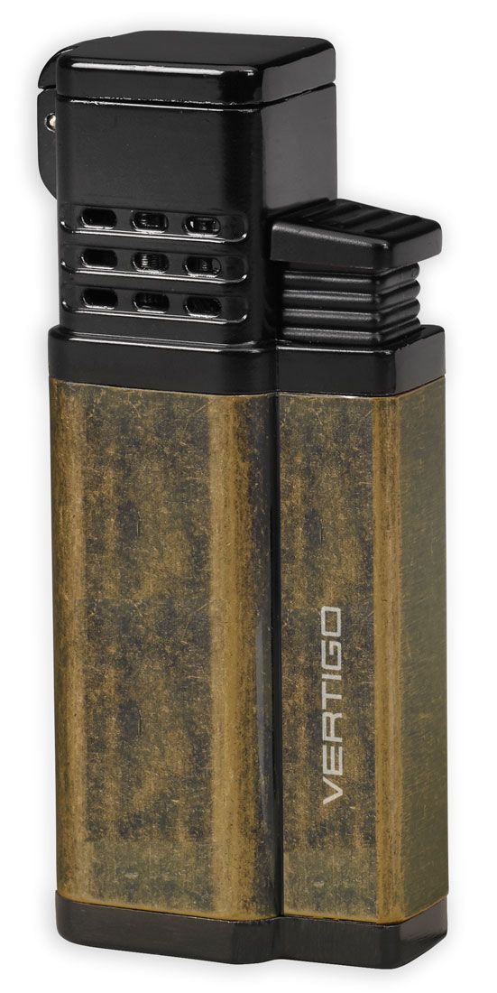 Vertigo Conquistador Quad Torch Lighter - Gold Windproof Butane Lighter for Cigars, Camping & Outdoor Use
