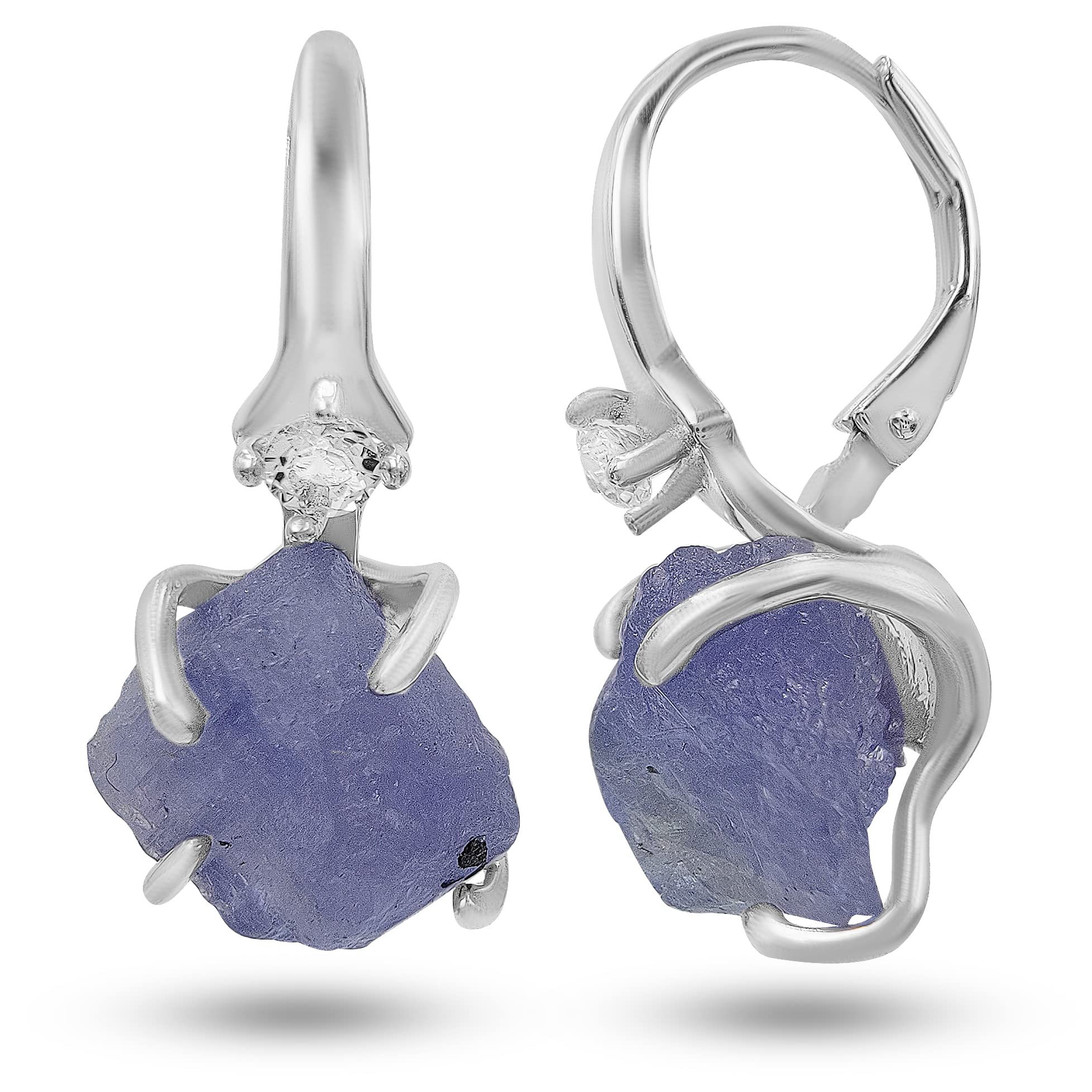 Genuine Tanzanite Drop Earrings in 14K White Gold - December Birthstone Jewelry for Women, Anniversary Gift, Christmas Present, Mother's Day & Birthday Gift - Perfect for Evening Wear, Special Occasions & Gift Giving