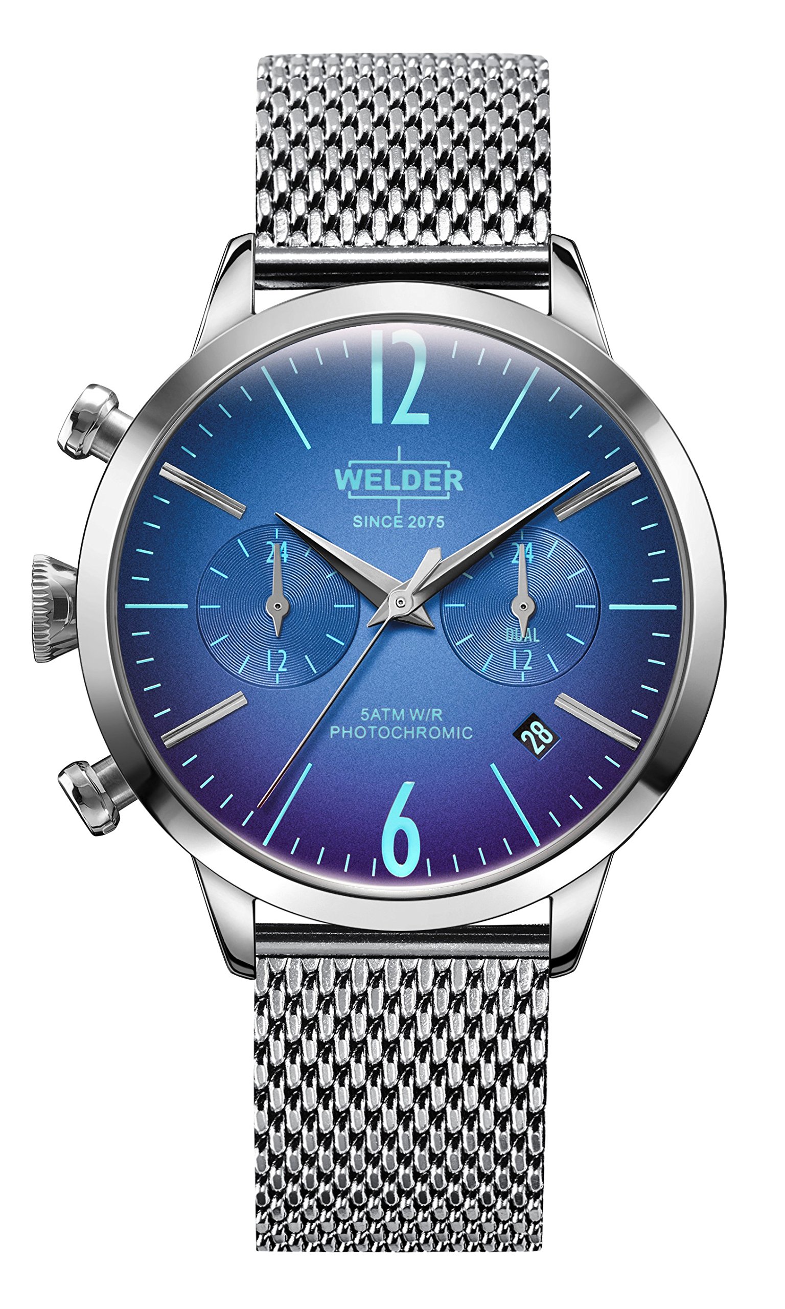 Premium Moody Stainless Steel Mesh Dual Time Watch with Date Display - 38mm Waterproof Sports Watch for Men - Perfect for Travel, Business & Outdoor Activities