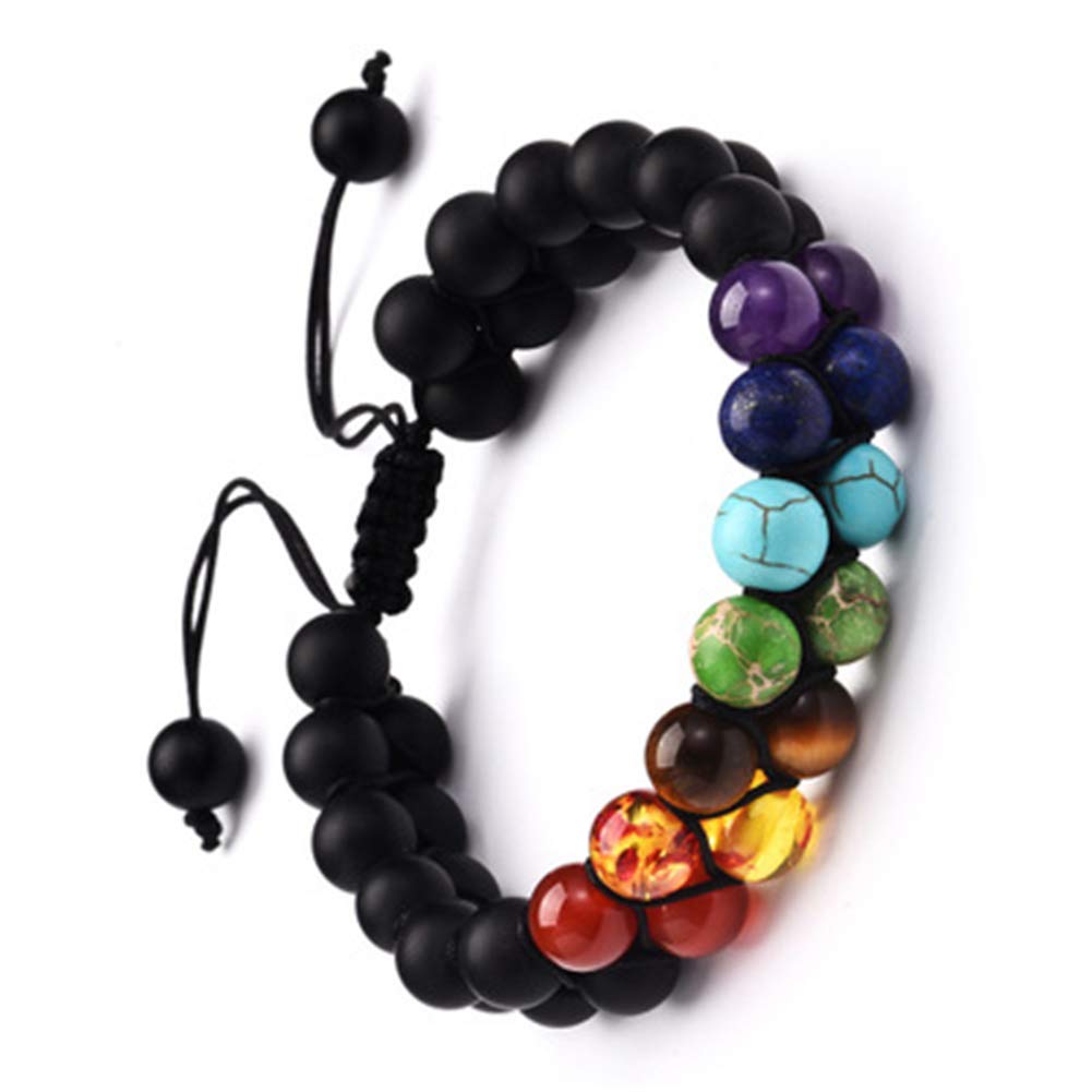 ASKMOON Chakra Healing Bracelet - 7 Crystal Stone Beads for Meditation, Yoga & Stress Relief - Adjustable Spiritual Bangle for Women & Men - Perfect for Anxiety Relief, Mindfulness & Energy Balancing