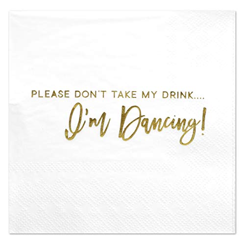 Gold 5x5 Dont Take My Drink Napkins 50-Pack