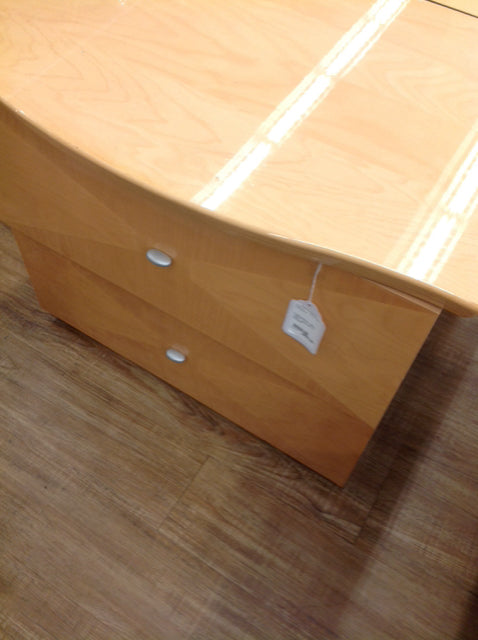 Italian Light Lacquer Nightstand with 2 Drawers - Elegant Bedside Table for Bedroom, Living Room & Office Storage