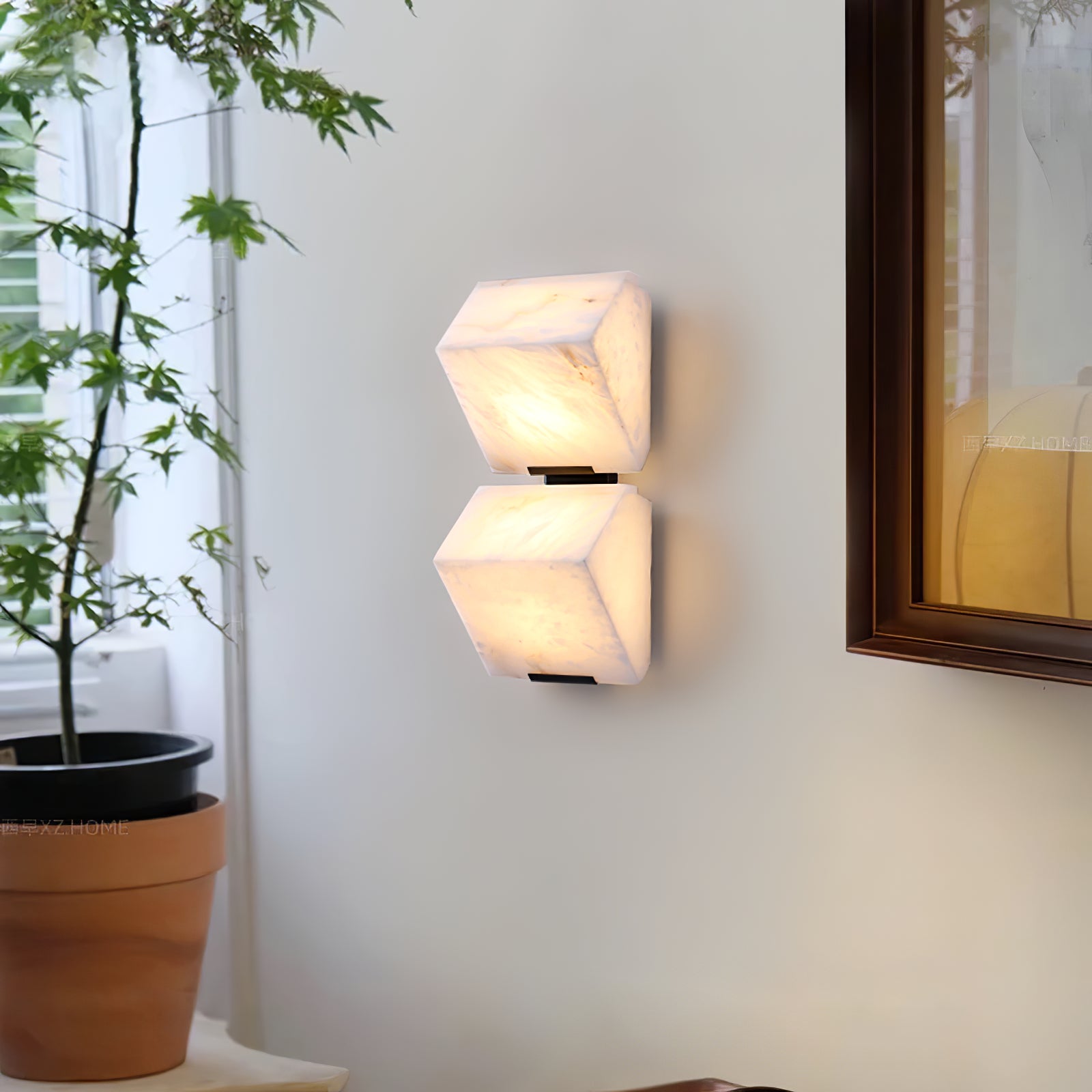 Alabaster Staircase Plug-in Wall Lamp - Modern Plug-in Sconce Lighting for Hallway, Bedroom & Stairwell Decor