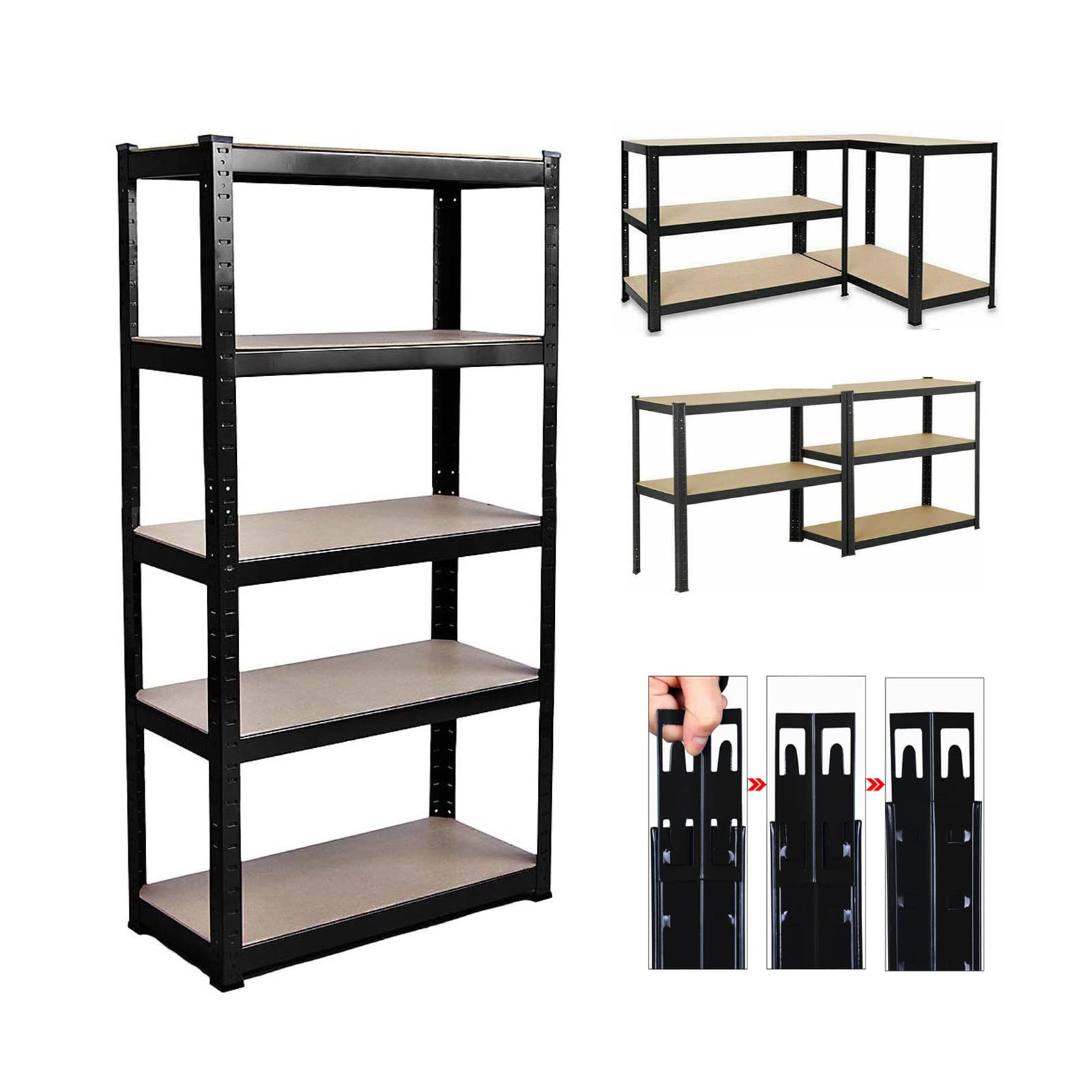 Jupitor 5-Tier Heavy Duty Metal Storage Shelves - Adjustable Multipurpose Shelving Unit for Kitchen, Garage, Laundry, Bathroom, Pantry & Closet Organization | Durable Steel Rack for Home & Office Storage Solutions