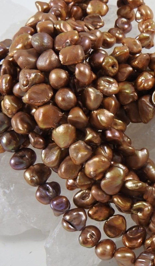 Natural Bronze Freshwater Pearl Beads Strand - Elegant Jewelry Making Supplies for Necklaces, Bracelets & DIY Crafts