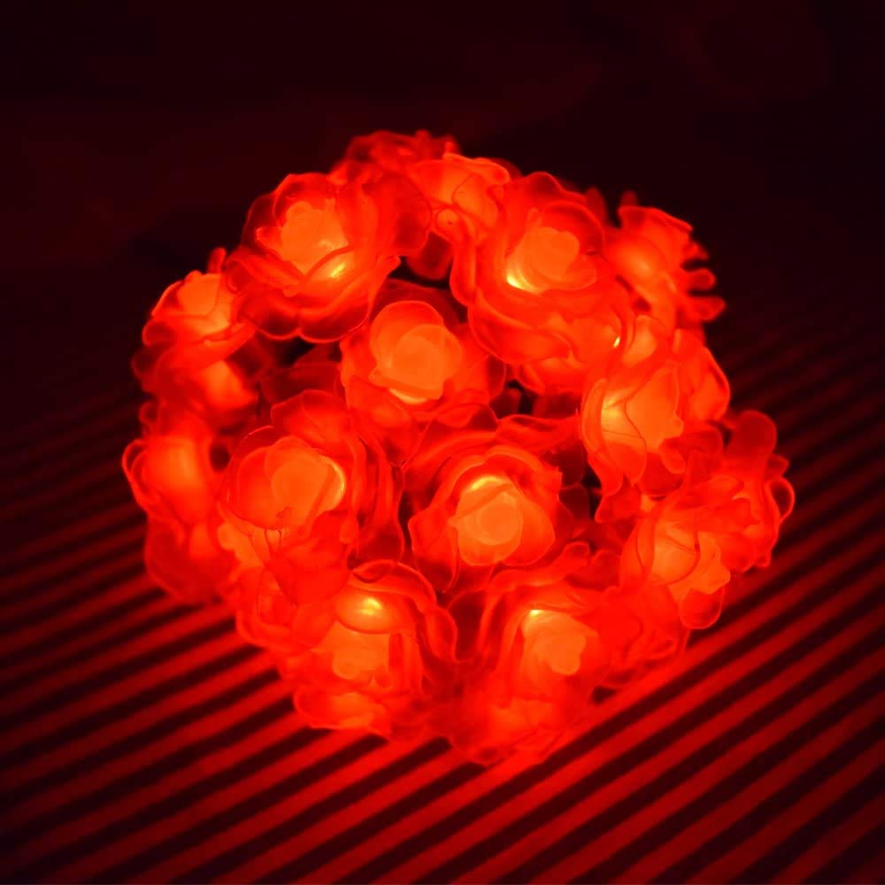Solar Powered Rose Flower String Lights - 20 LED Waterproof Outdoor Fairy Lights with 2 Modes for Garden, Pathway, Wedding & Party Decorations (Rose-Red) | Perfect for Christmas, Patio, Backyard & Holiday Lighting
