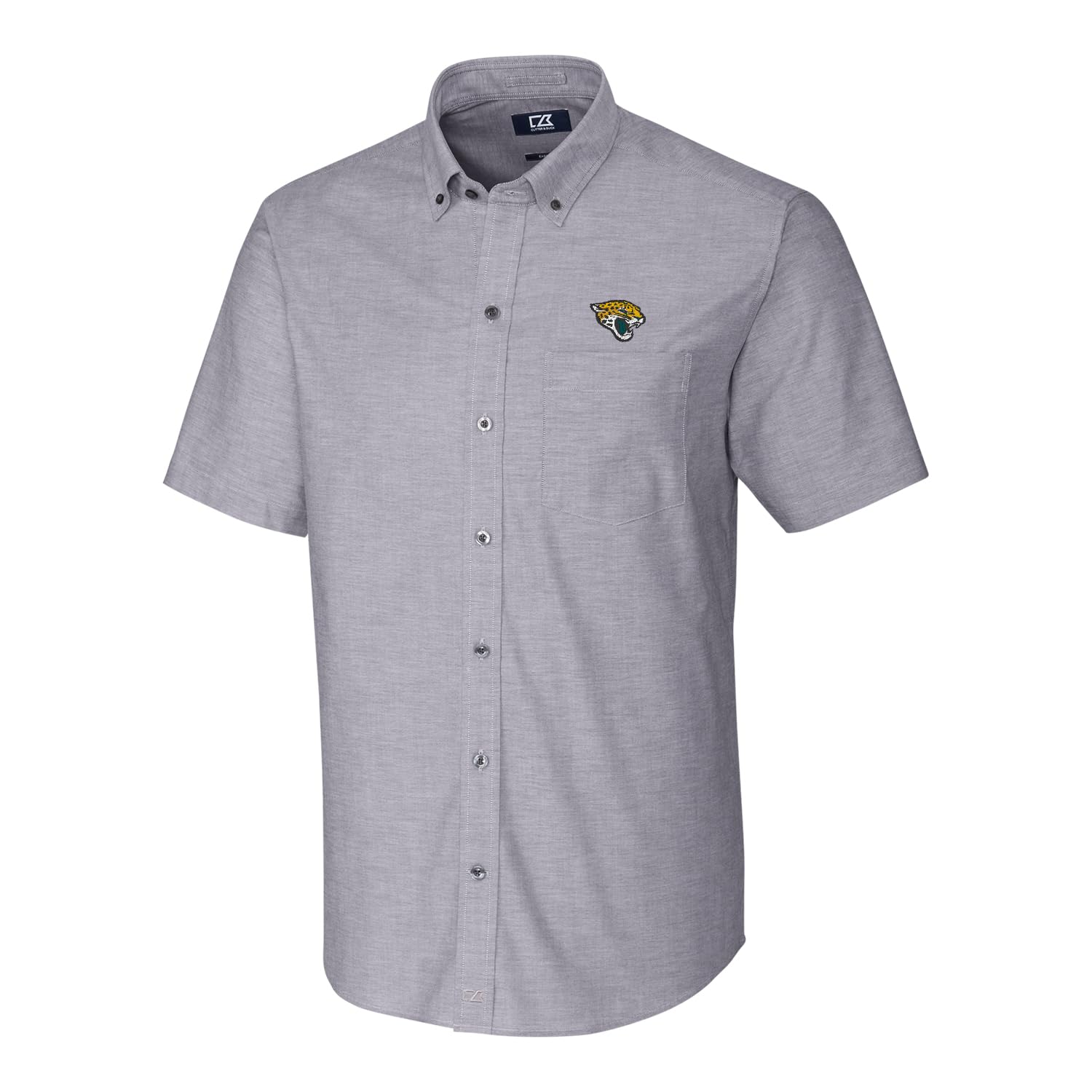 Cutter & Buck Men's NFL Stretch Oxford Short Sleeve Button Down Shirt - Comfortable Woven Casual Dress Shirt for Game Day, Office & Outdoor Events