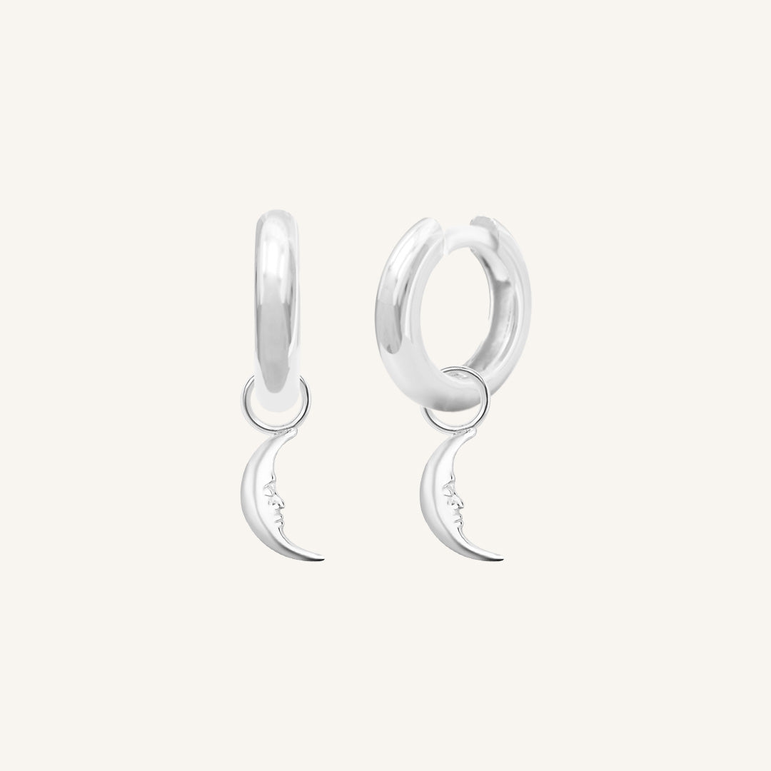 Patience Moon Plain Hoops - Minimalist Sterling Silver Earrings for Women | Perfect for Everyday Wear, Office & Casual Outfits