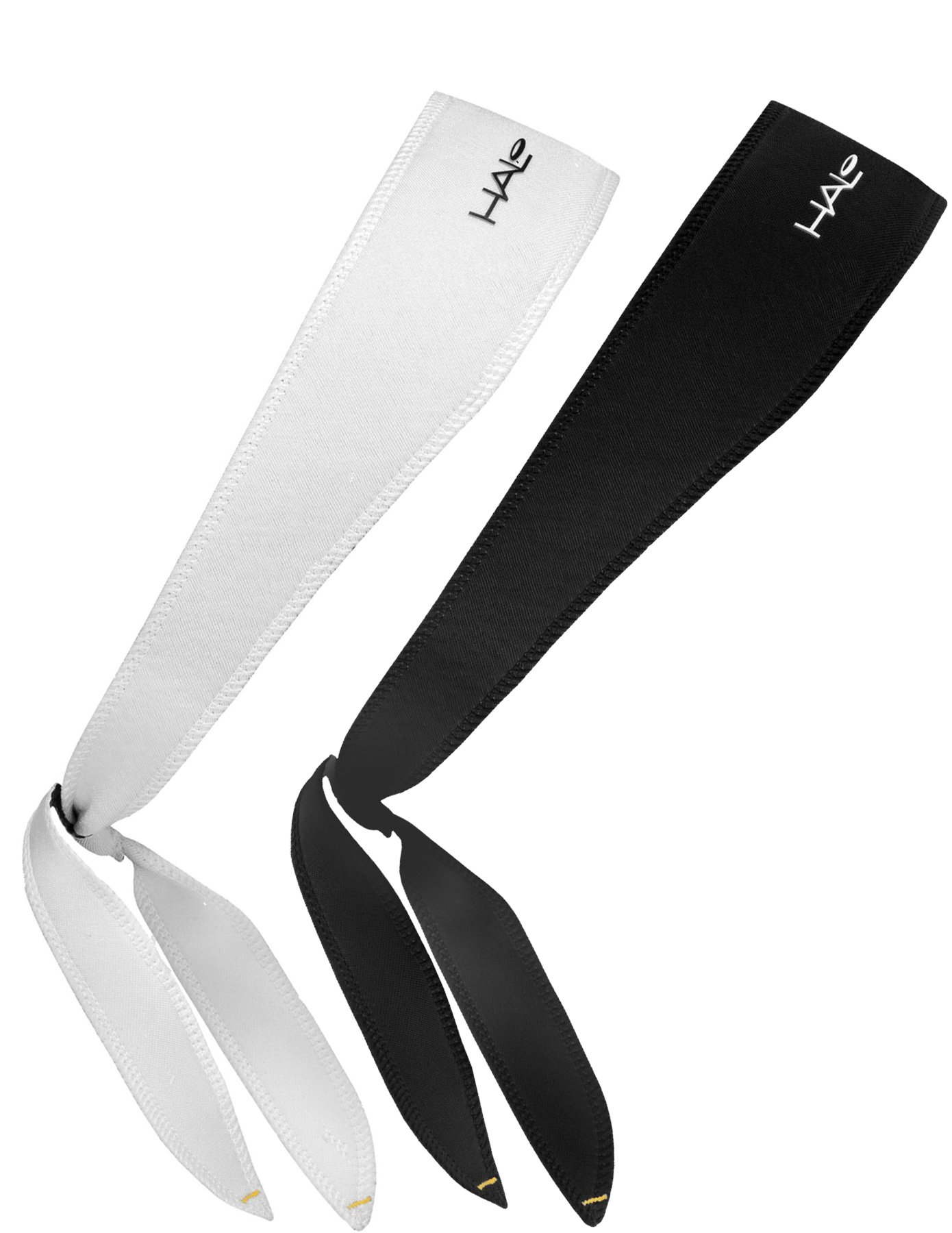Halo Headbands Sweatband Tie - 2 Pack (Black & White) - Non-Slip Sports Headband for Running, Yoga, Workout & Gym - Moisture Wicking Hair Band for Women & Men