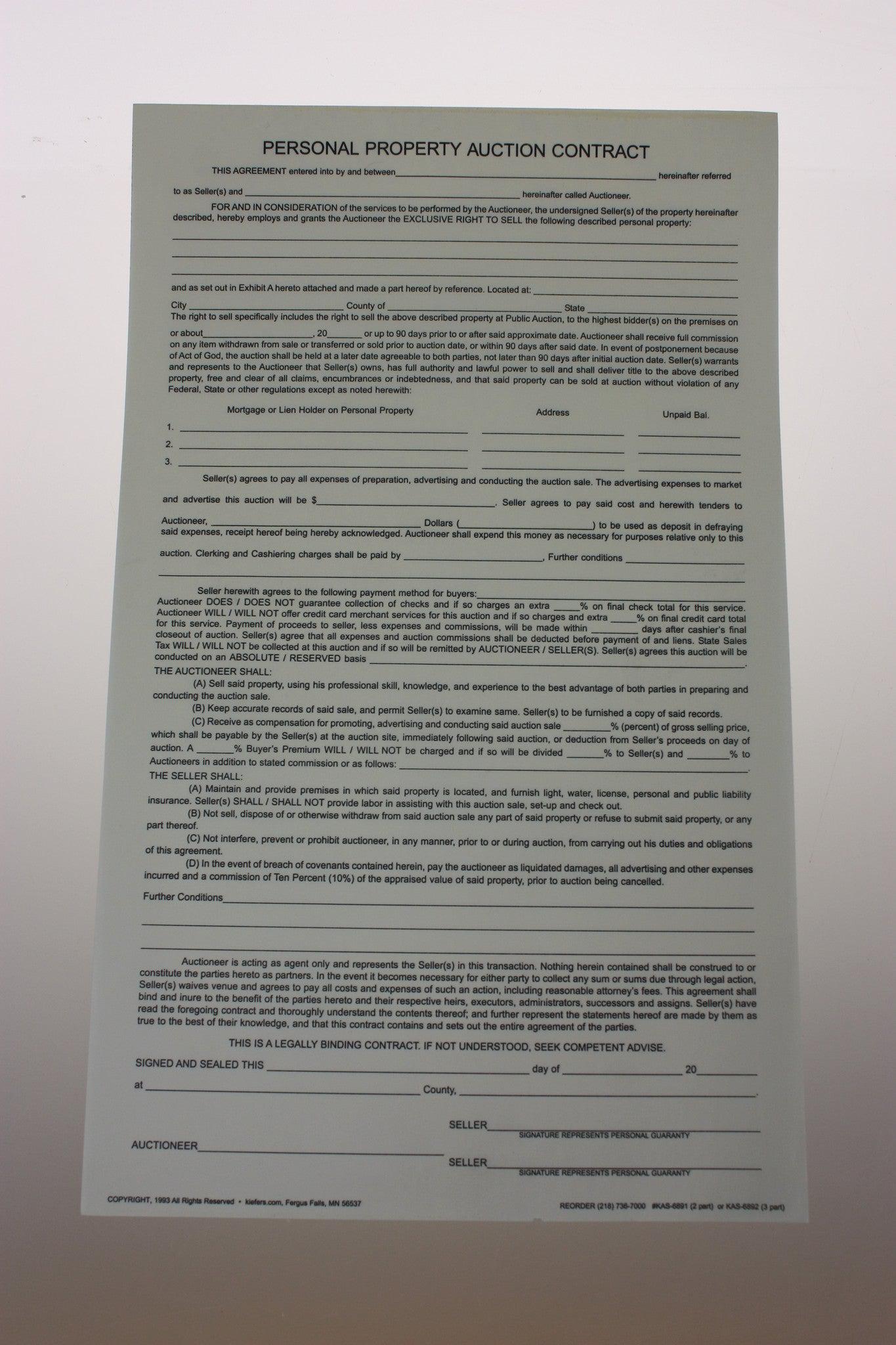 Personal Property Legal Length Contract Forms (50/Pack) - 2 or 3 Part Carbonless Copy for Rental Agreements, Lease Contracts & Property Management - Ideal for Landlords, Tenants & Real Estate Professionals