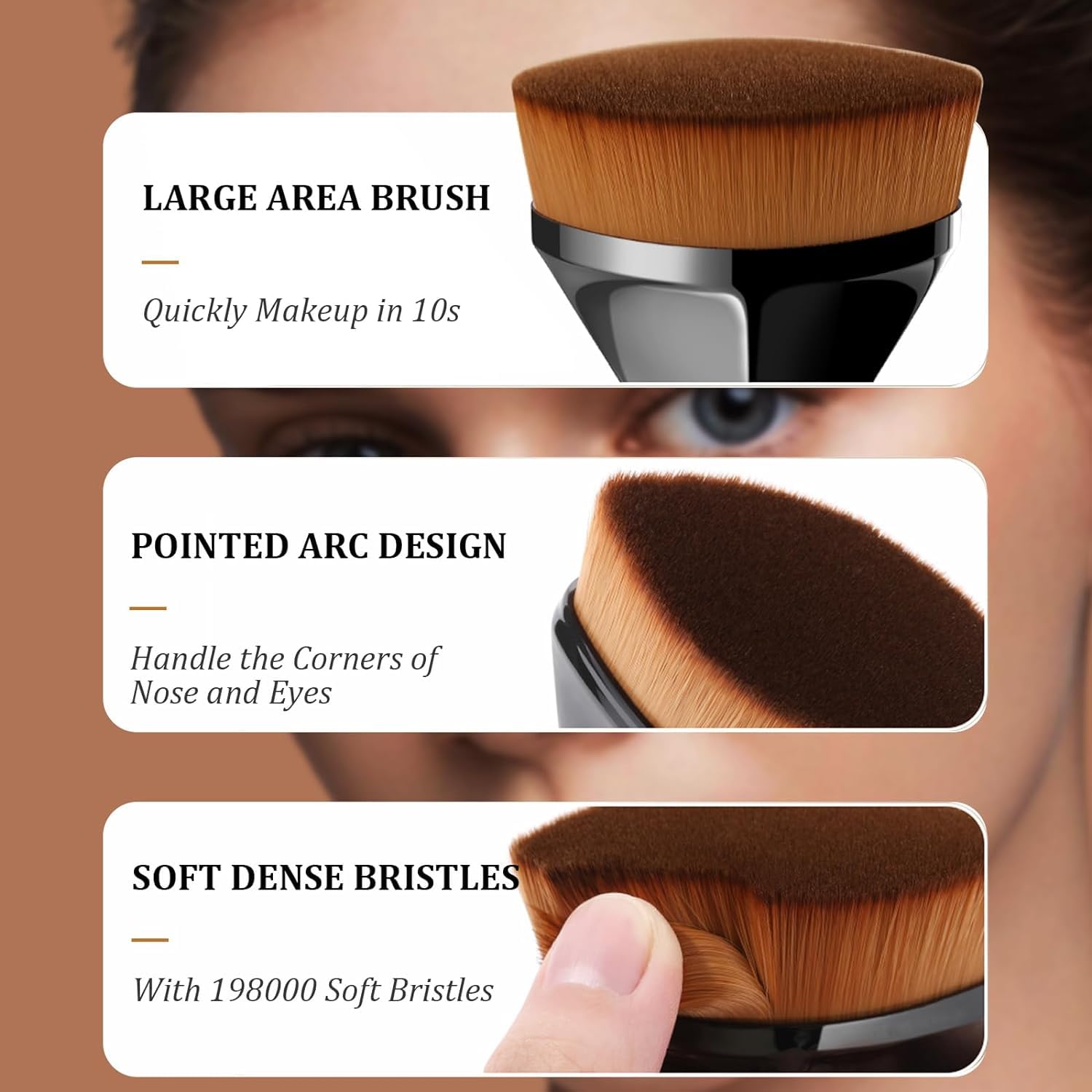 **Professional Flat Top Kabuki Makeup Brush - Hexagon Design for Flawless Liquid, Cream & Powder Foundation Blending | Includes Bonus Protective Case | Perfect for Everyday Makeup & On-the-Go Touch-Ups**