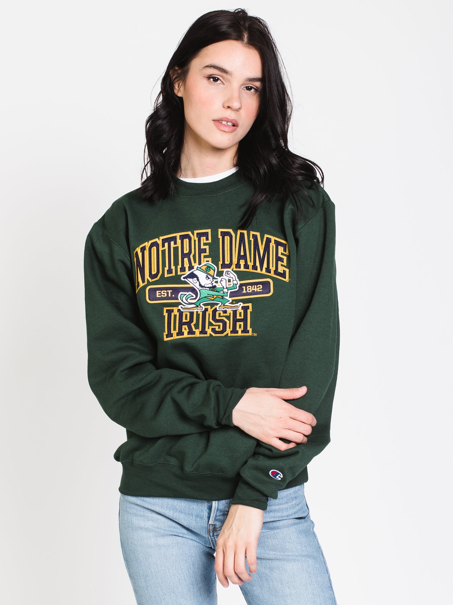 Champion Eco Powerblend Notre Dame Crewneck Sweater - Comfortable & Stylish College Apparel for Men & Women - Perfect for Game Day, Casual Wear & School Spirit