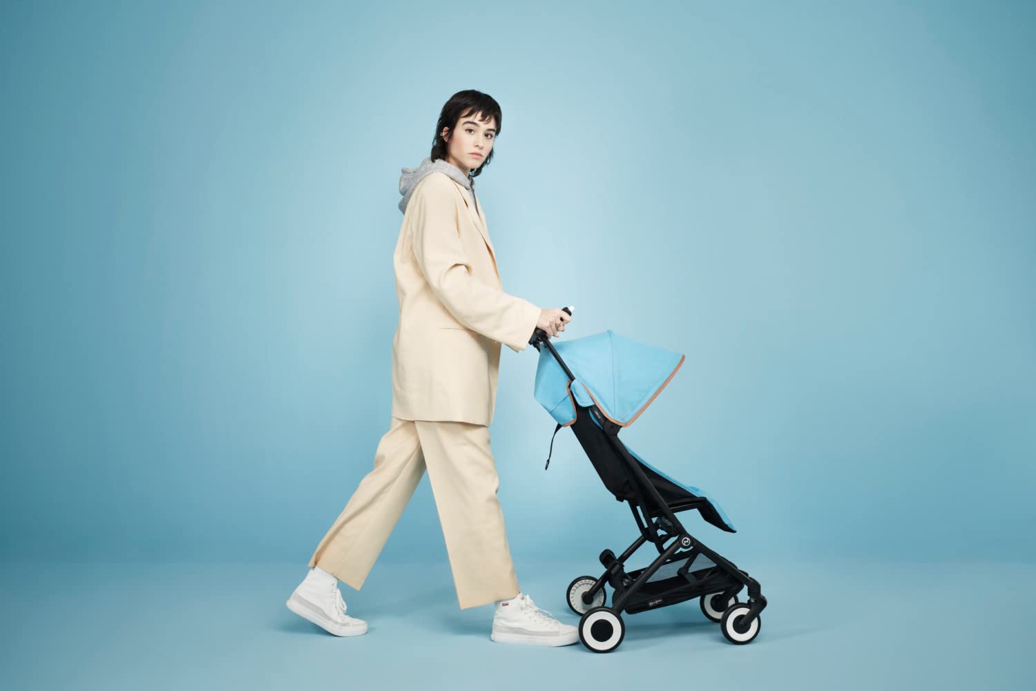 Cybex Libelle Lightweight Compact Travel Stroller for Baby - FAA Carry-On Compliant, One-Hand Fold & Adjustable Recline - Compatible with CYBEX Car Seats (Beach Blue) - Perfect for Air Travel, City Walks & Beach Outings