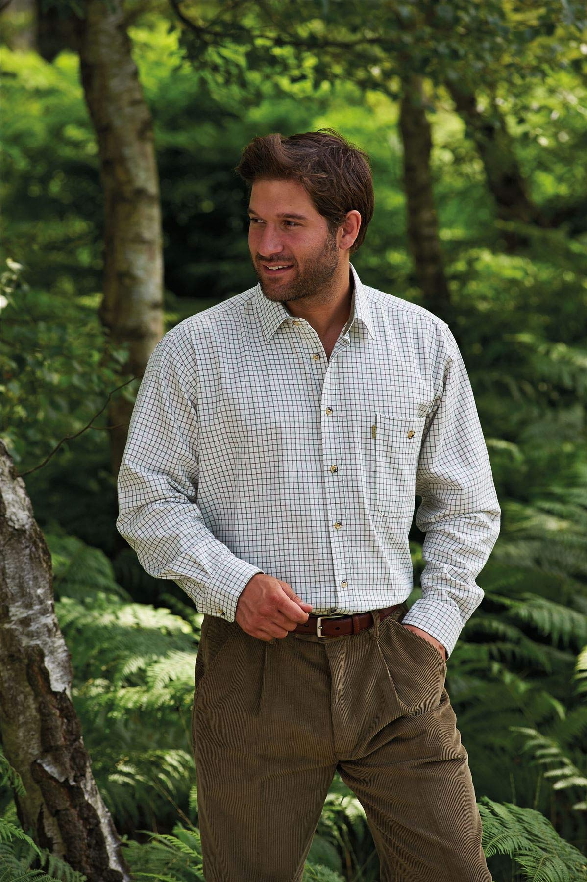 Walker & Hawkes Men's 100% Cotton Brocton Country Shirt - Classic Casual Button Down for Outdoor Activities & Countryside Wear