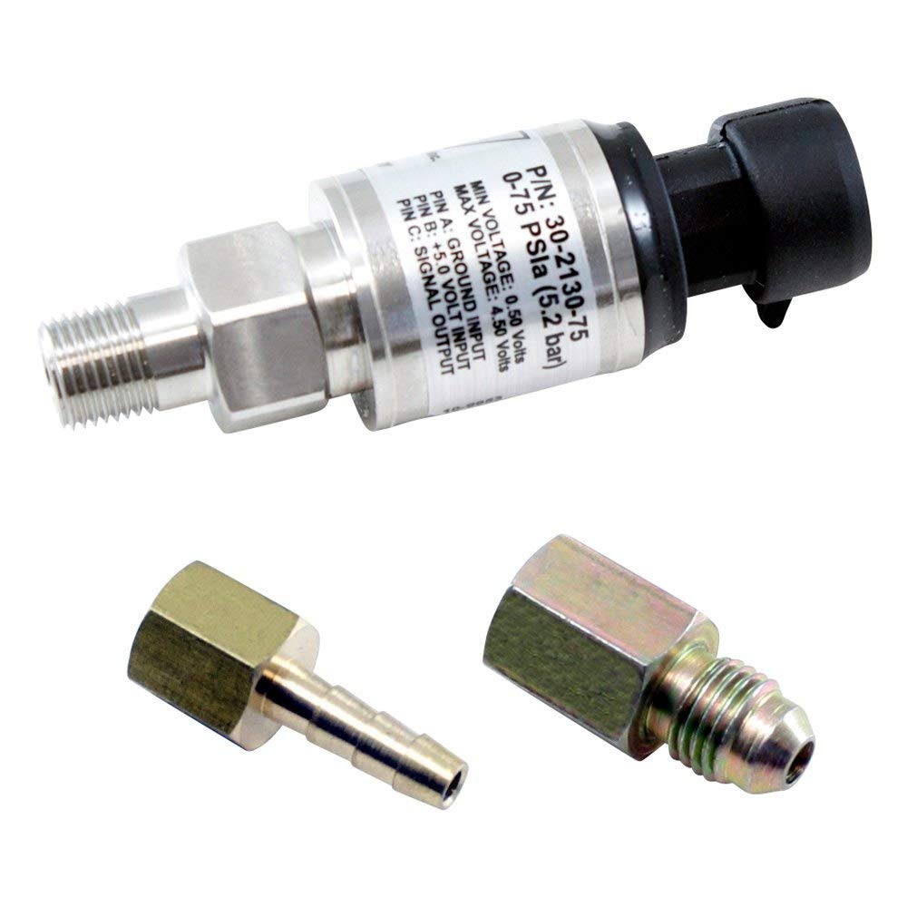 AEM Electronics 30-2130-75 75 PSI/5 Bar Stainless Steel Pressure Sensor Kit with 1/8