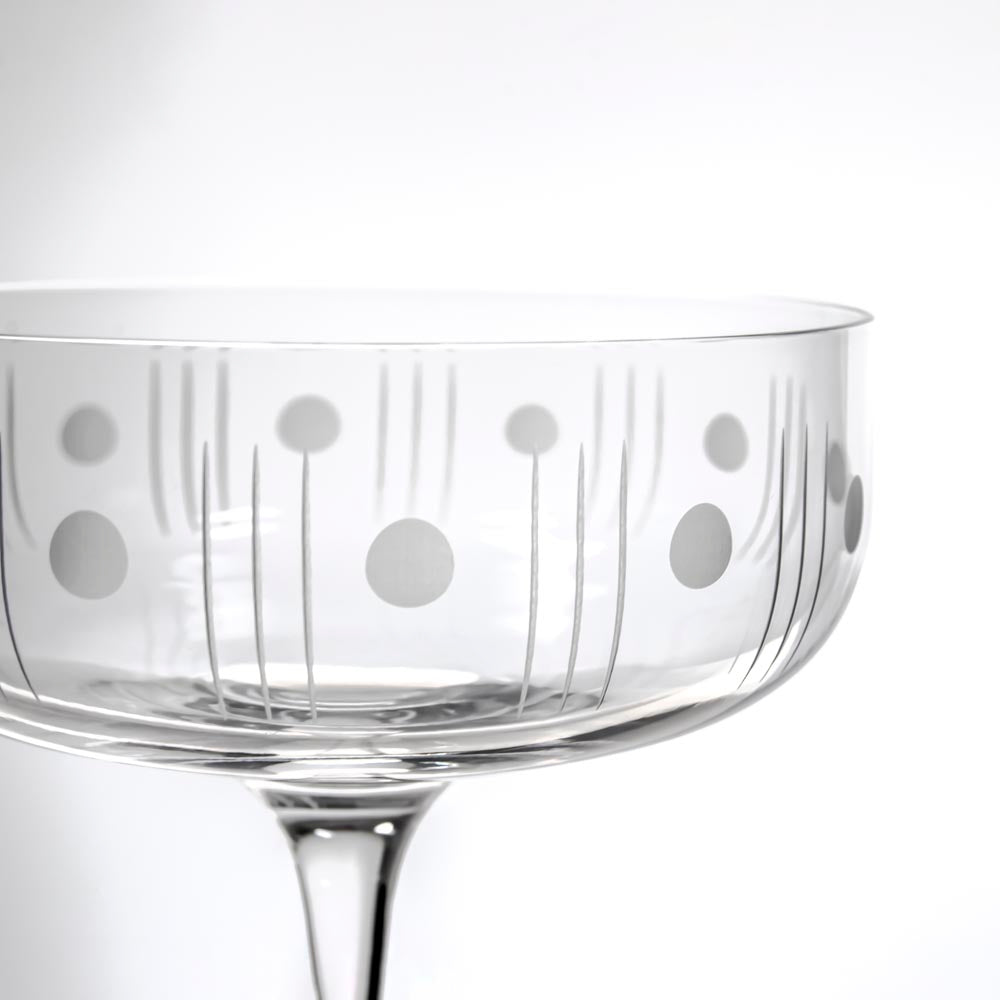 Vintage Mid Century Modern 10.25oz Coupe Cocktail Glasses Set of 4 - Elegant Stemware for Martini, Champagne & Dessert - Perfect for Home Bar, Dinner Parties & Wedding Receptions