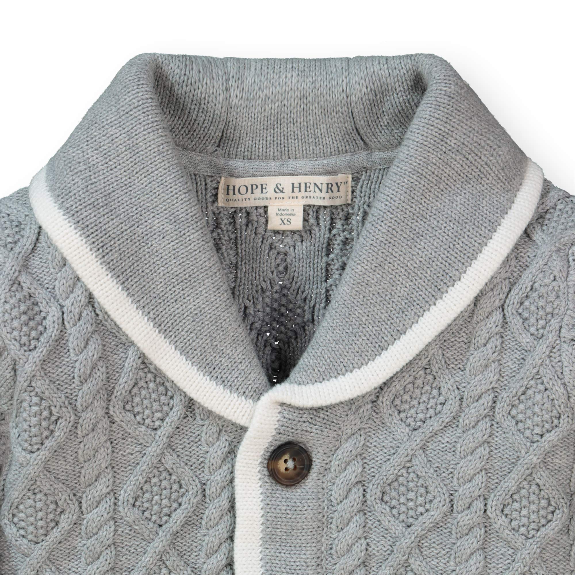 Hope & Henry Boys' Shawl Collar Sweater Cardigan - Soft Knit Pullover for Kids - Perfect for School, Holidays & Family Photos