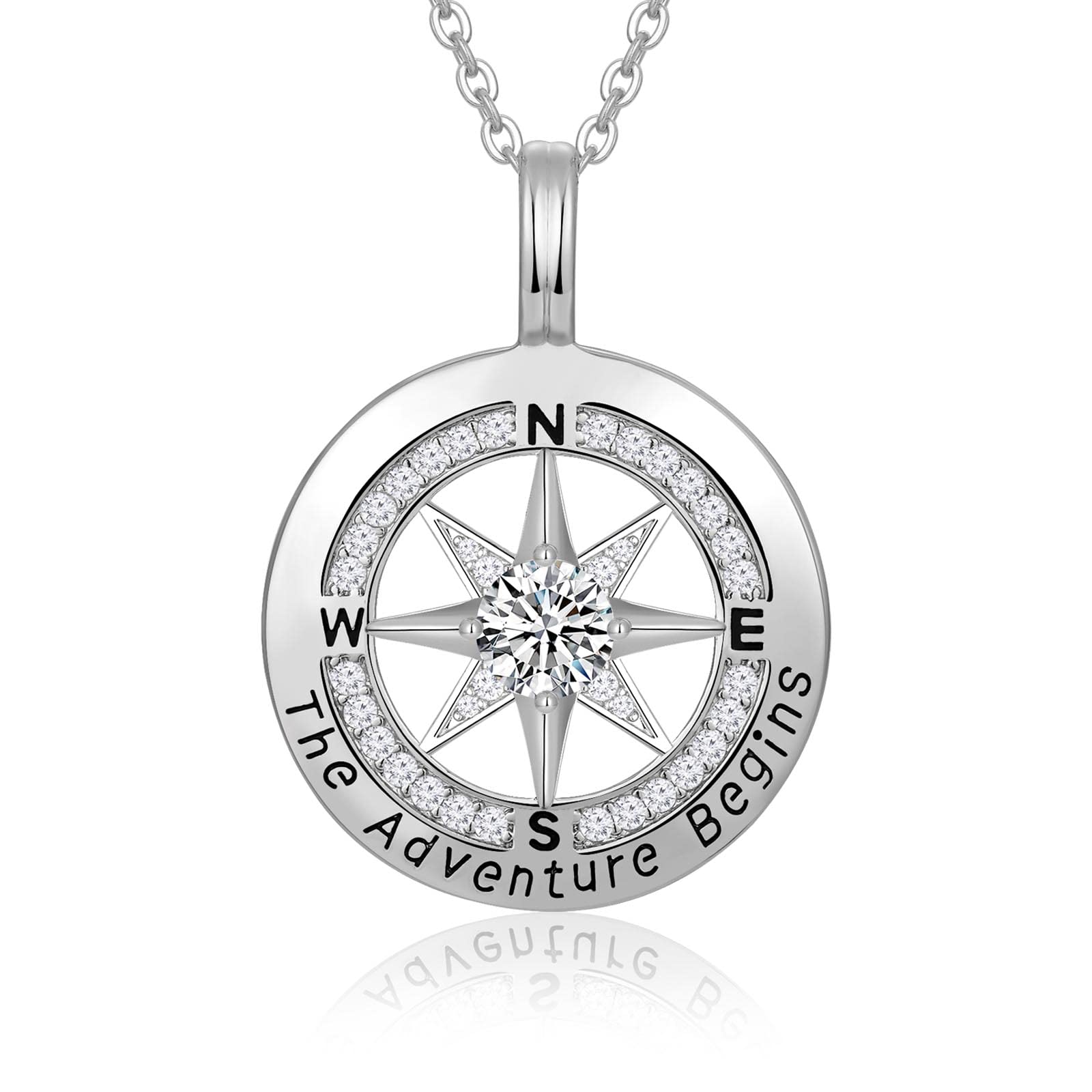 18K Gold Plated S925 Sterling Silver Compass Necklace for Women - Elegant Graduation Gift for Her with Gift Box & Card | Perfect Graduation Gift for Daughter, Wife, Sister from Parents | Ideal for Travel, Adventure & Daily Wear