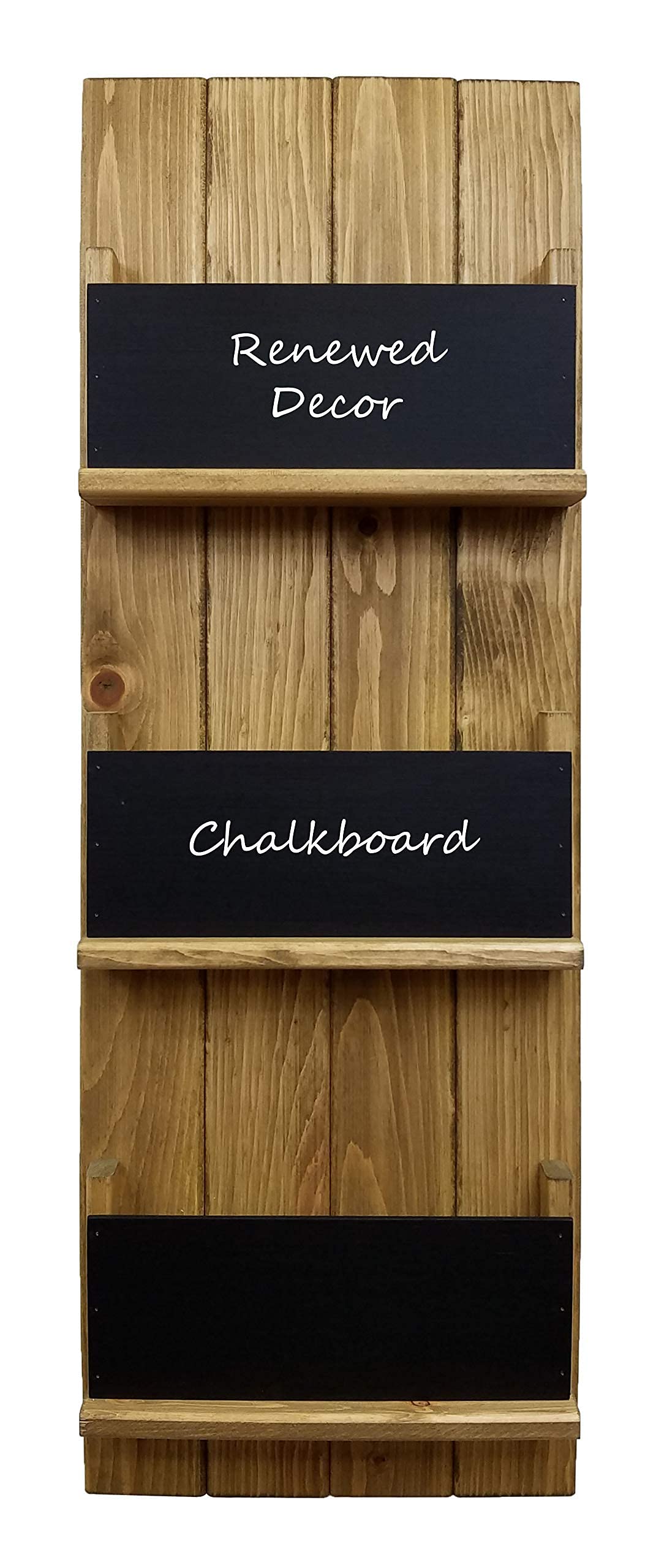 Chalkboard Front Horsham Magazine, Folder & Mail Organizer - 20 Stain Colors for Home Office Organization - Wall Mounted Storage Bin with Large Capacity in Driftwood Finish - Perfect for Office, Study Room & Entryway Organization