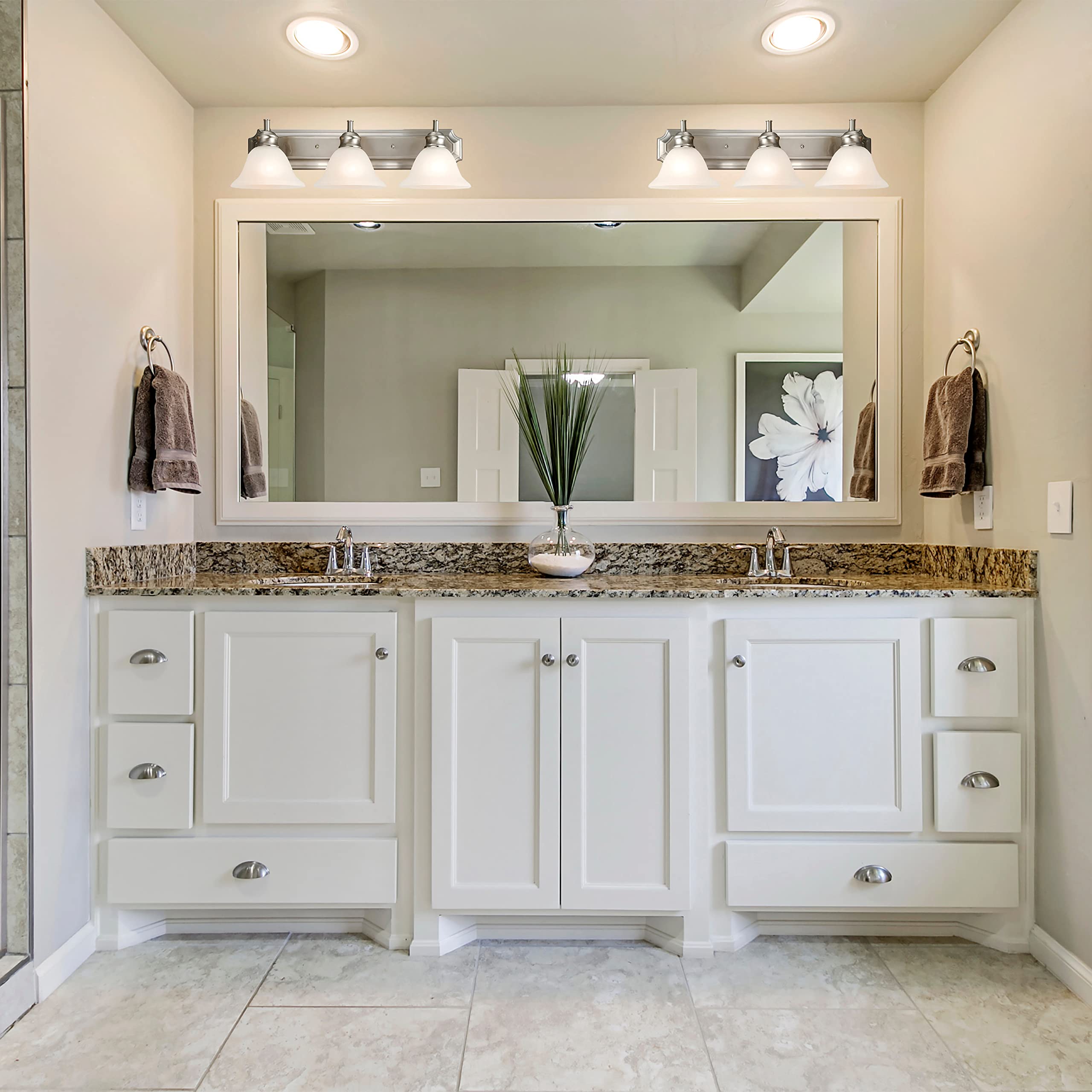 Design House 510263 Bristol 3-Light Dimmable Vanity Light Fixture with Frosted Glass Shade in Satin Nickel - Perfect for Bathroom Mirror Lighting, Powder Room & Dressing Area