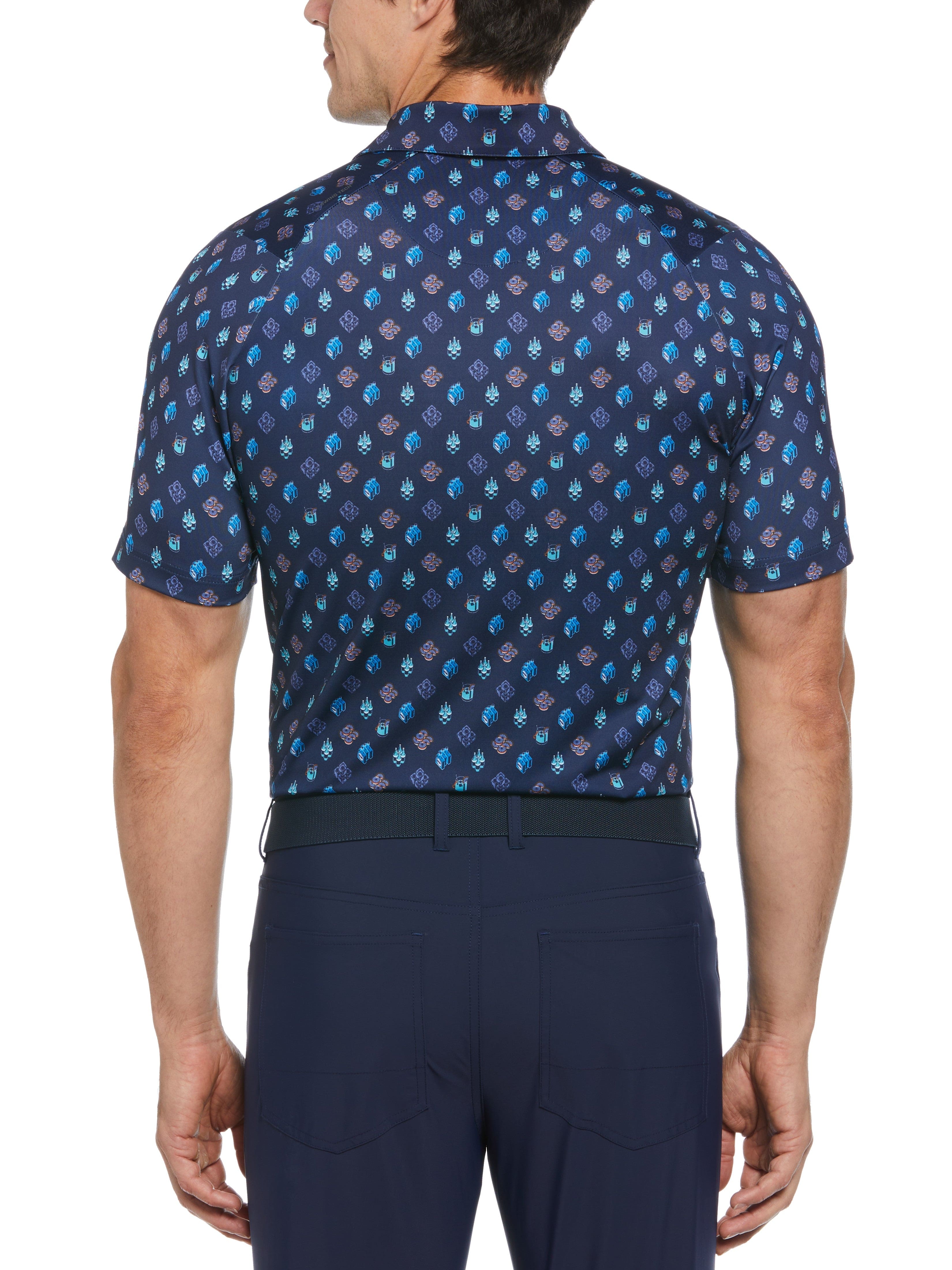 Men's Negroni Print Golf Polo Shirt - Breathable & Stylish for Golf, Casual Wear & Outdoor Activities