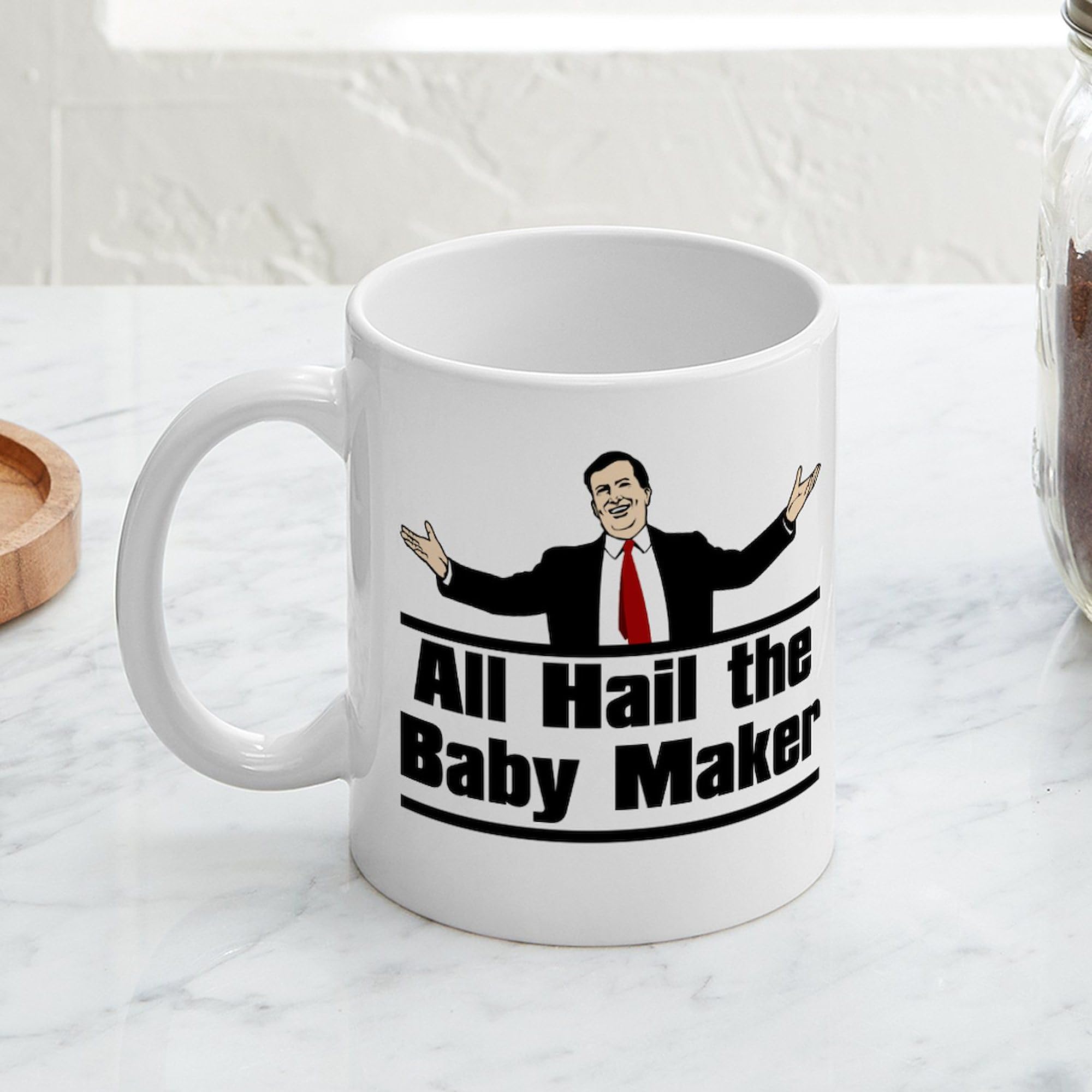 Hail The Baby Maker Mug - 11 oz (325 ml) Ceramic Coffee Cup - Funny Novelty Gift for Parents & Couples - Perfect for Home, Office & Gifting