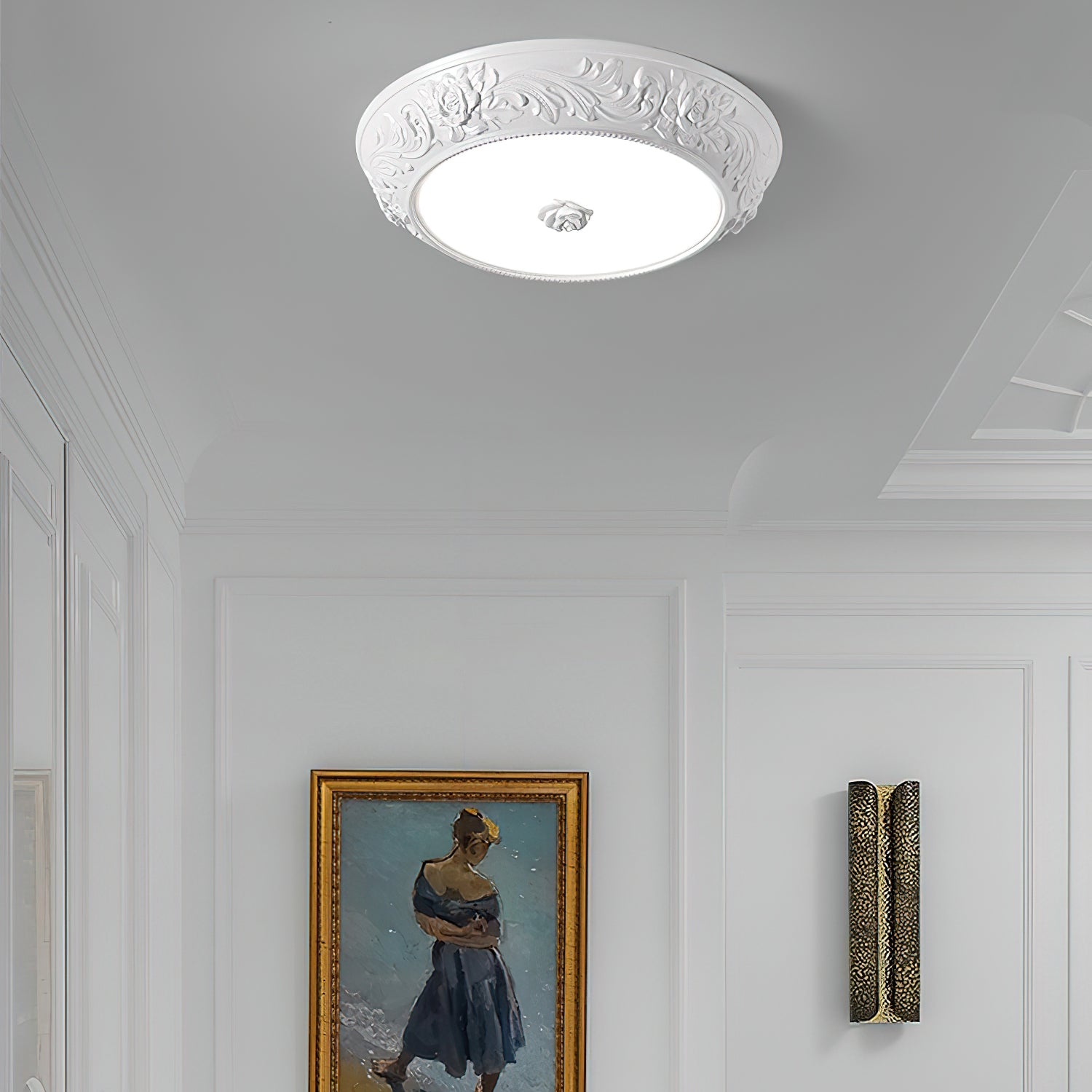 Modern Embossed Resin Ceiling Light Fixture - Elegant Home & Office Lighting for Living Room, Bedroom, Dining Area | Energy Efficient & Stylish Design