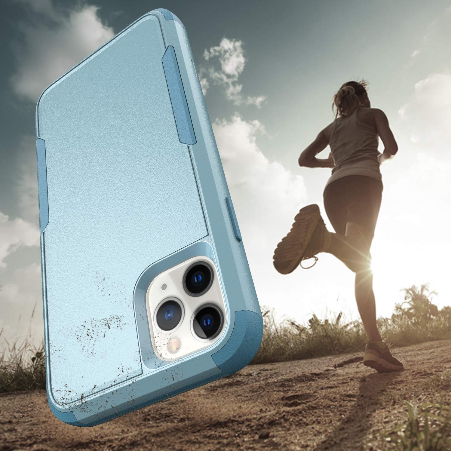 Shockproof Heavy Duty Armor Case for iPhone 12 Pro Max - 3-Layer Protective Rugged Cover [Teal & Teal] | Cute Women's Design | Perfect for Outdoor Adventures & Daily Protection