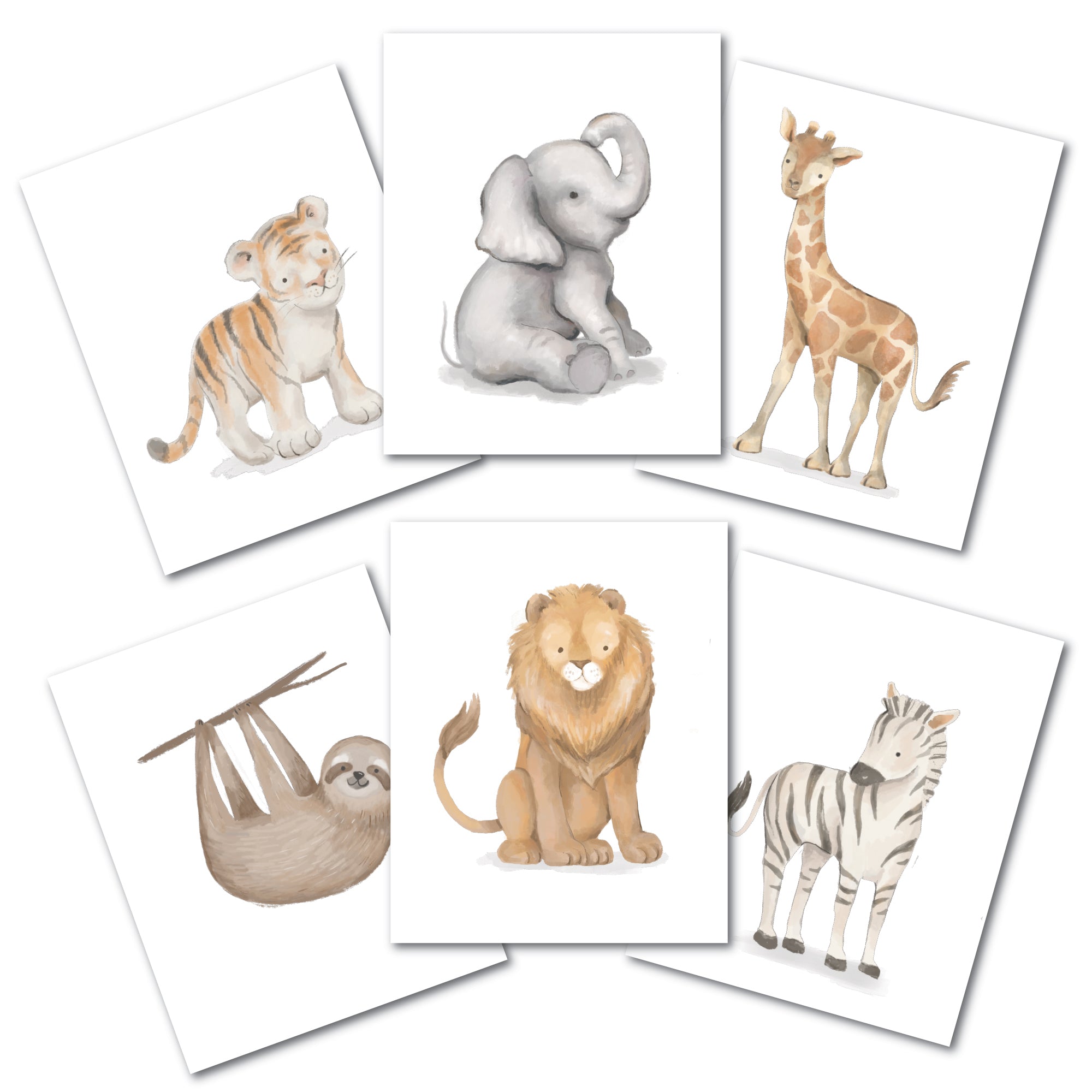 Baby Jungle Unframed Wall Art Decor - Cute Animal Nursery Prints for Kids Room, Playroom & Baby Shower Gifts - Perfect for Jungle Theme Bedroom Decorations