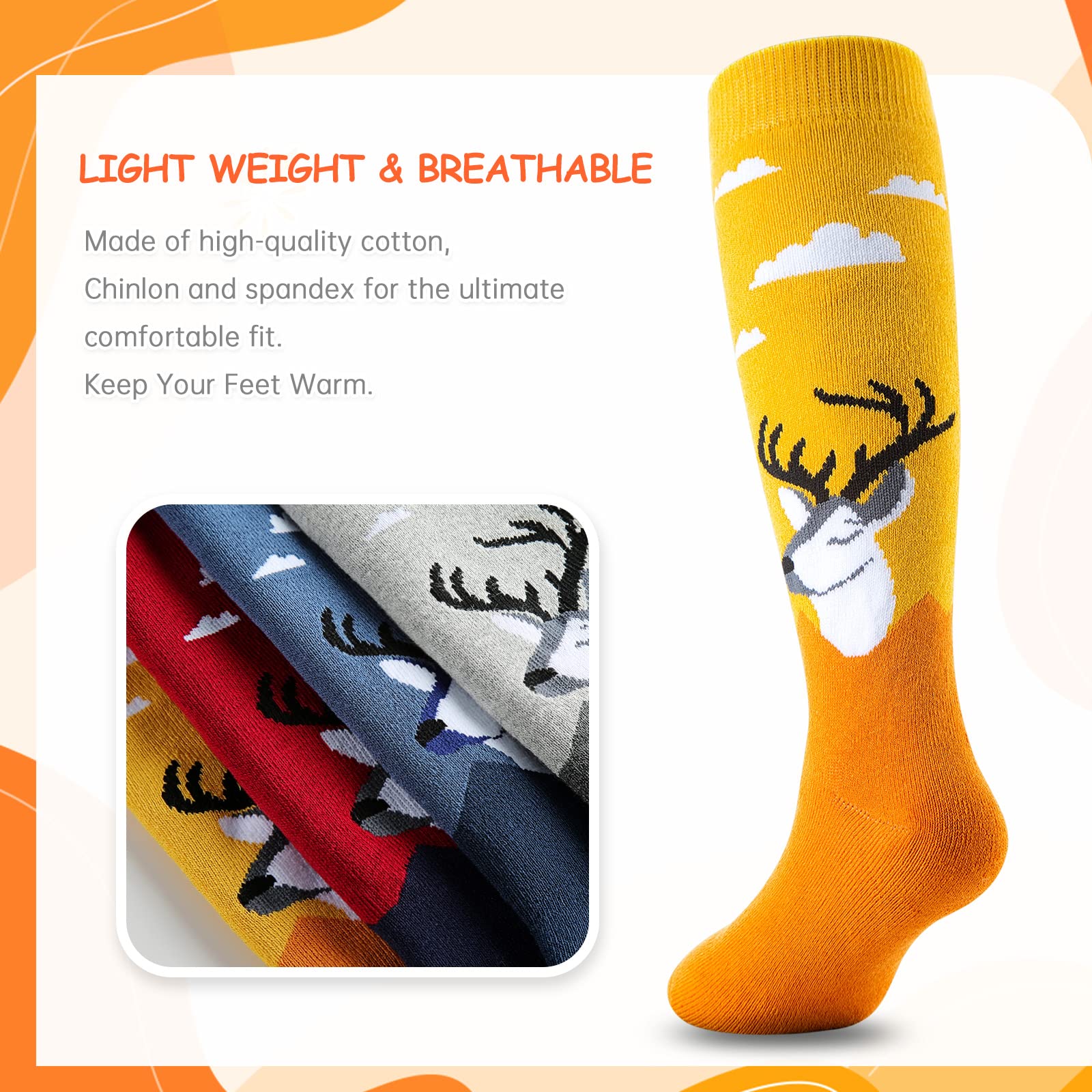 Cimkiz Kids Ski Socks (2 Pairs/3 Pairs) - Warm Winter Ski Socks for Boys & Girls, Toddler Snowboarding Socks for Outdoor Skiing & Snow Sports - Perfect for Ski Trips & Winter Adventures