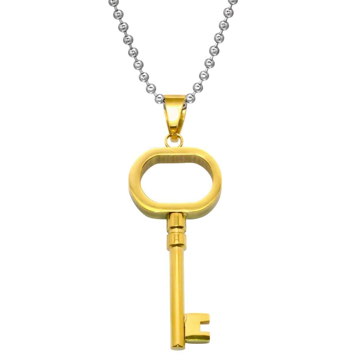 14K Gold Plated Steel Key Pendant Necklace for Women - Elegant Jewelry Gift for Birthday, Anniversary & Special Occasions